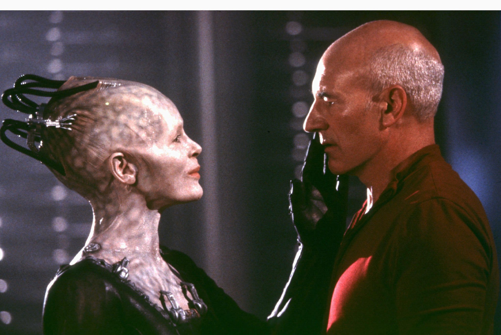 Patrick Stewart as Captain Jean-Luc Picard and Alice Krige as Borg Queen in a scene from Star Trek First Contact. Photo: Reuters