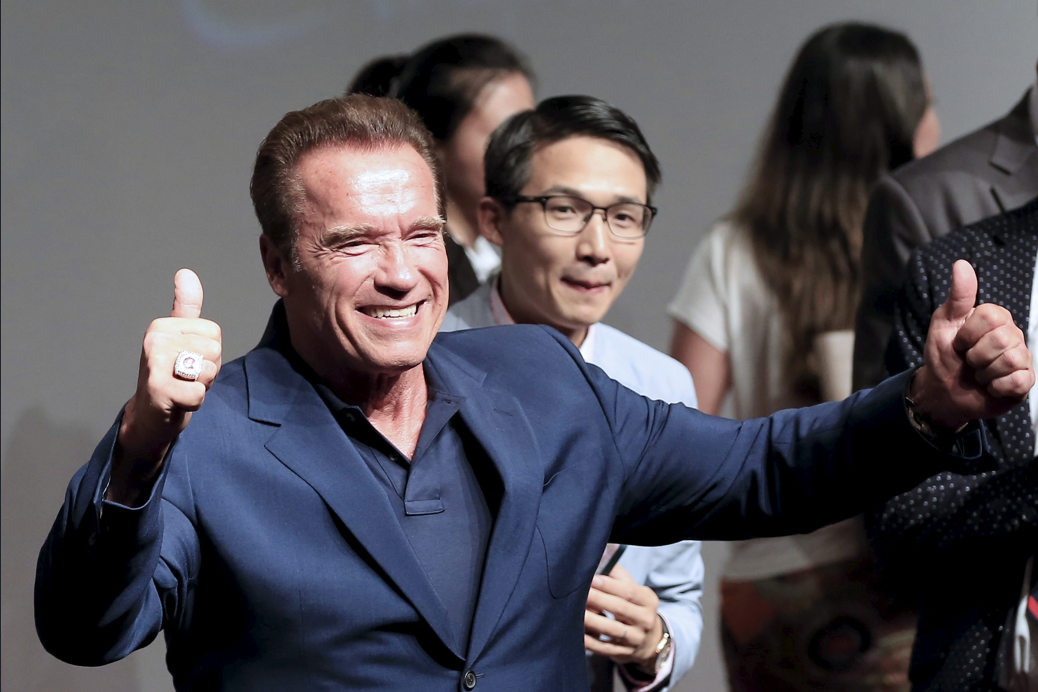 Arnold Schwarzenegger, in Shanghai last month at a promotional event for the latest "Terminator" movie. Photo: Reuters
