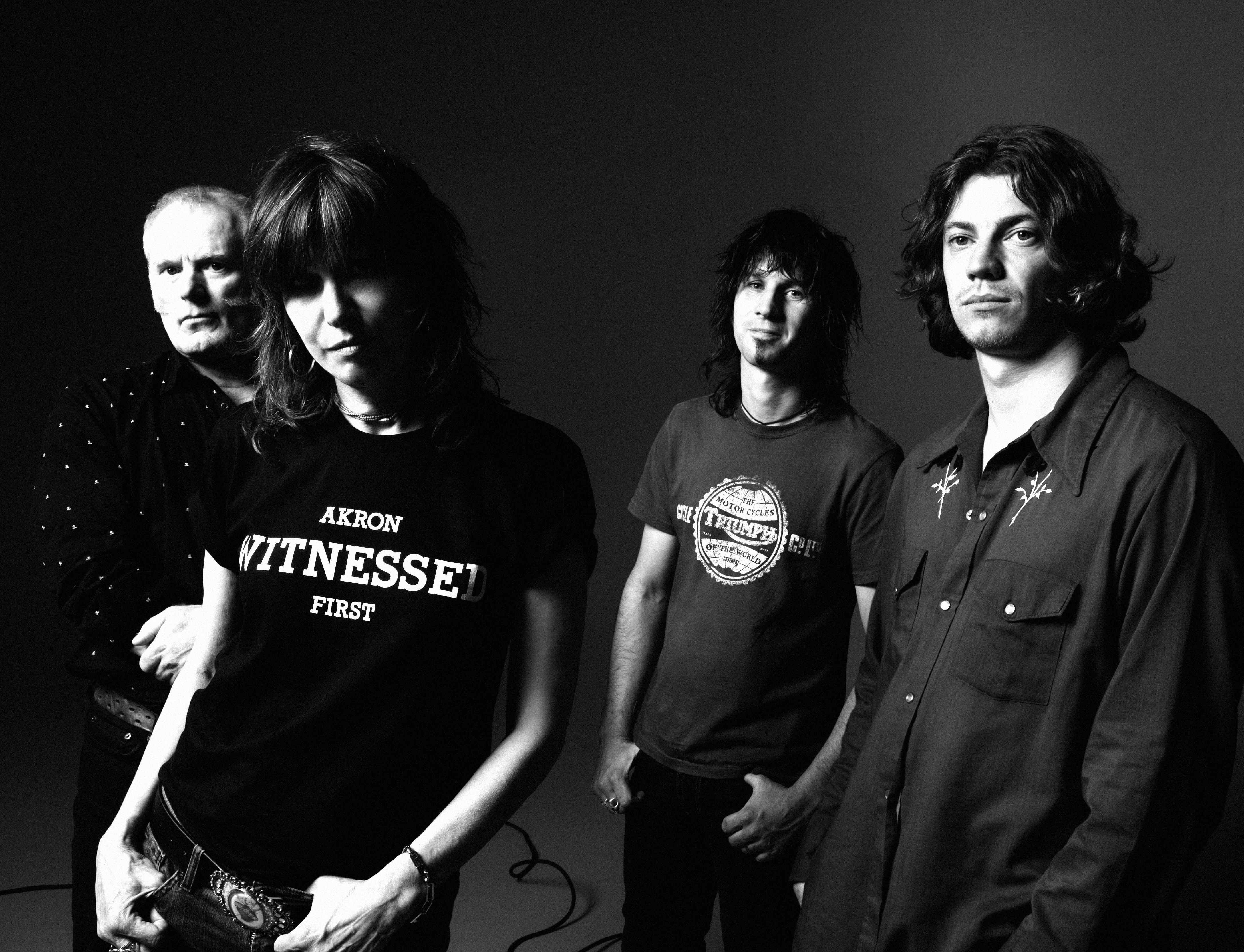 Chrissie Hynde, second left, with the rest of her Pretenders bandmates, Martin Chambers, Nick Wilkinson and James Walbourne. Photo: Lushington Entertainments