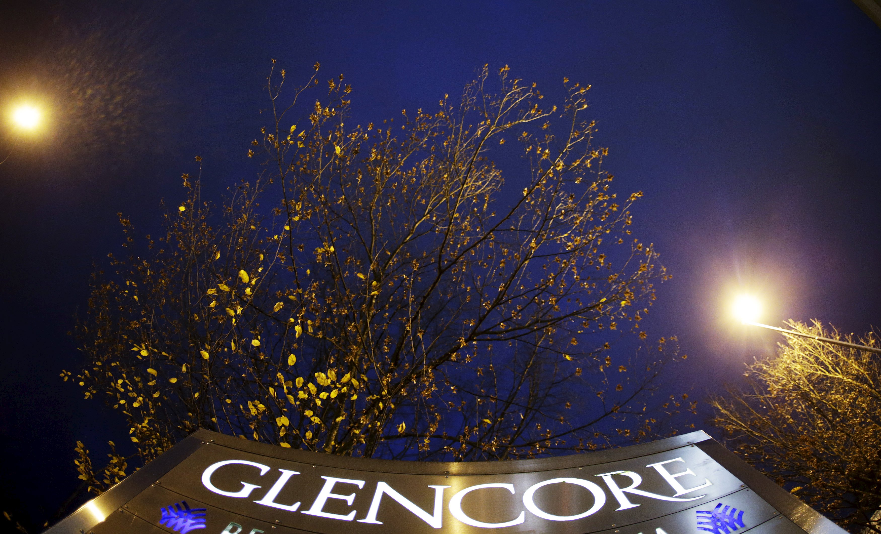 The logo of Glencore is pictured in front of the company's headquarters in the Swiss town of Baar. Photo: Reuters