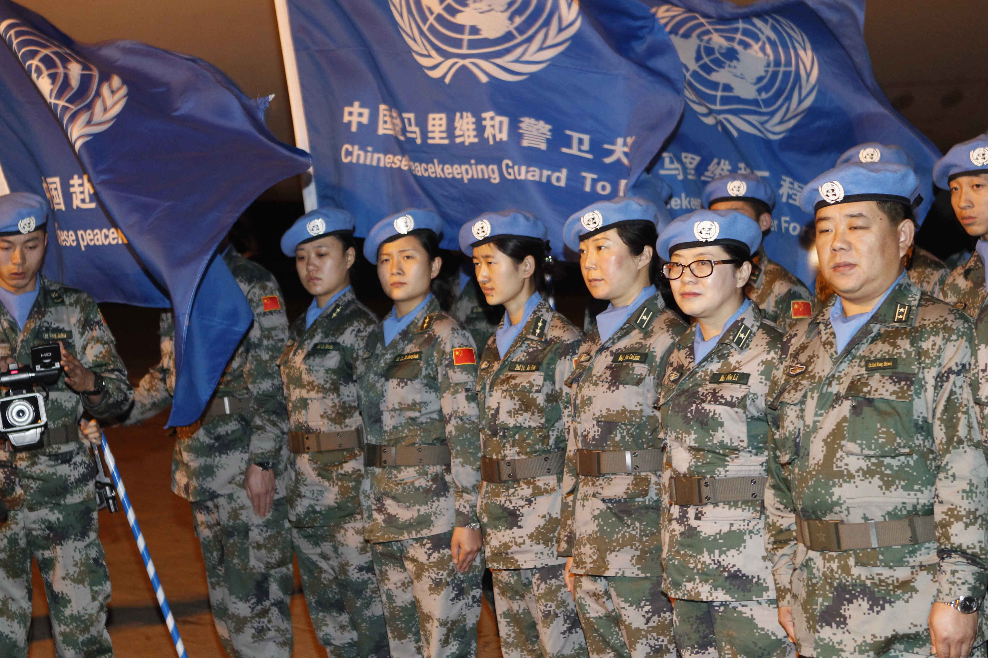 Chinese peacekeepers stand in formation after their arrival in Bamako, Mali, in December 2013, the first time China dispatched security forces for a peacekeeping mission. Photo: Xinhua