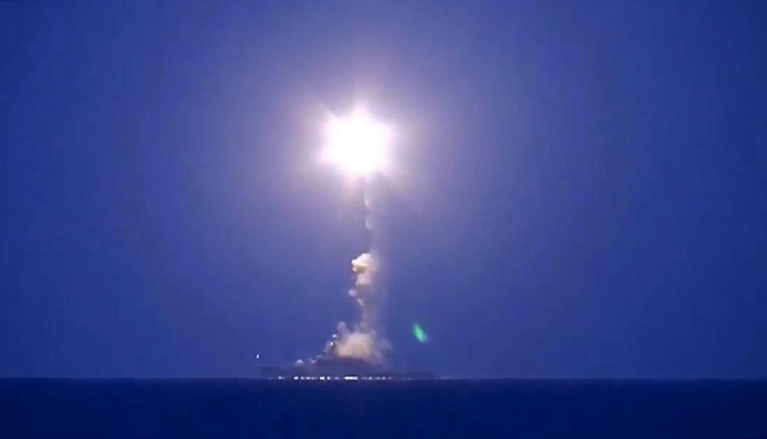Russia dramatically escalated its air war in  Syria on Wednesday, unleashing heavy bombardments and cruise missile strikes  from the Caspian Sea as cover for a major Syrian army ground offensive.  Photo: Tass/TNS
