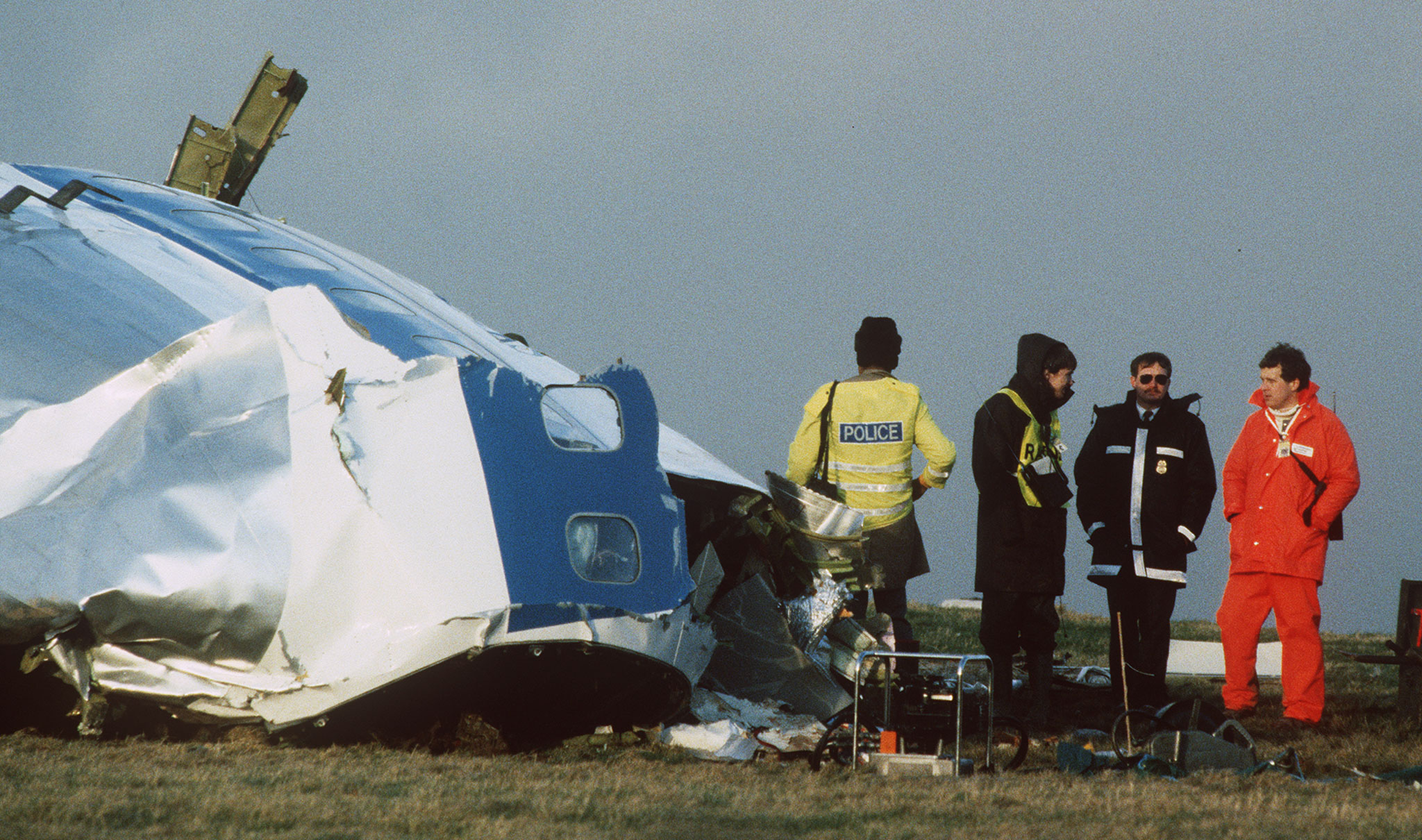 Scottish rescue workers and crash investigators search the area following the bombing of Pan Am flight 103 over Lockerbie in Scotland. Photo: Reuters