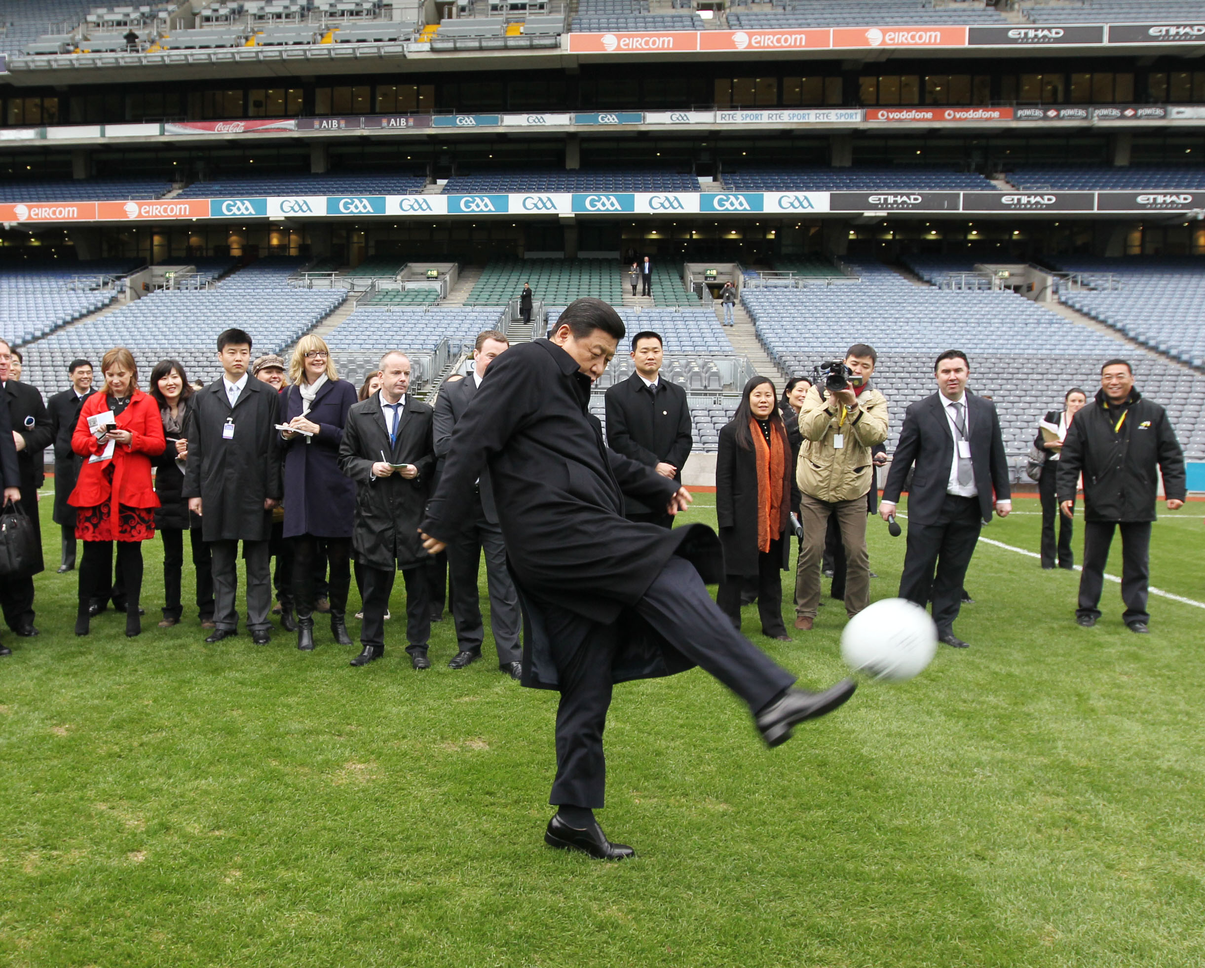 Xi Jinping showed off some of his schoolboy skills at Croke Park stadium in Dublin, Ireland in 2012 as China's vice-president. Photo: SCMP Pictures