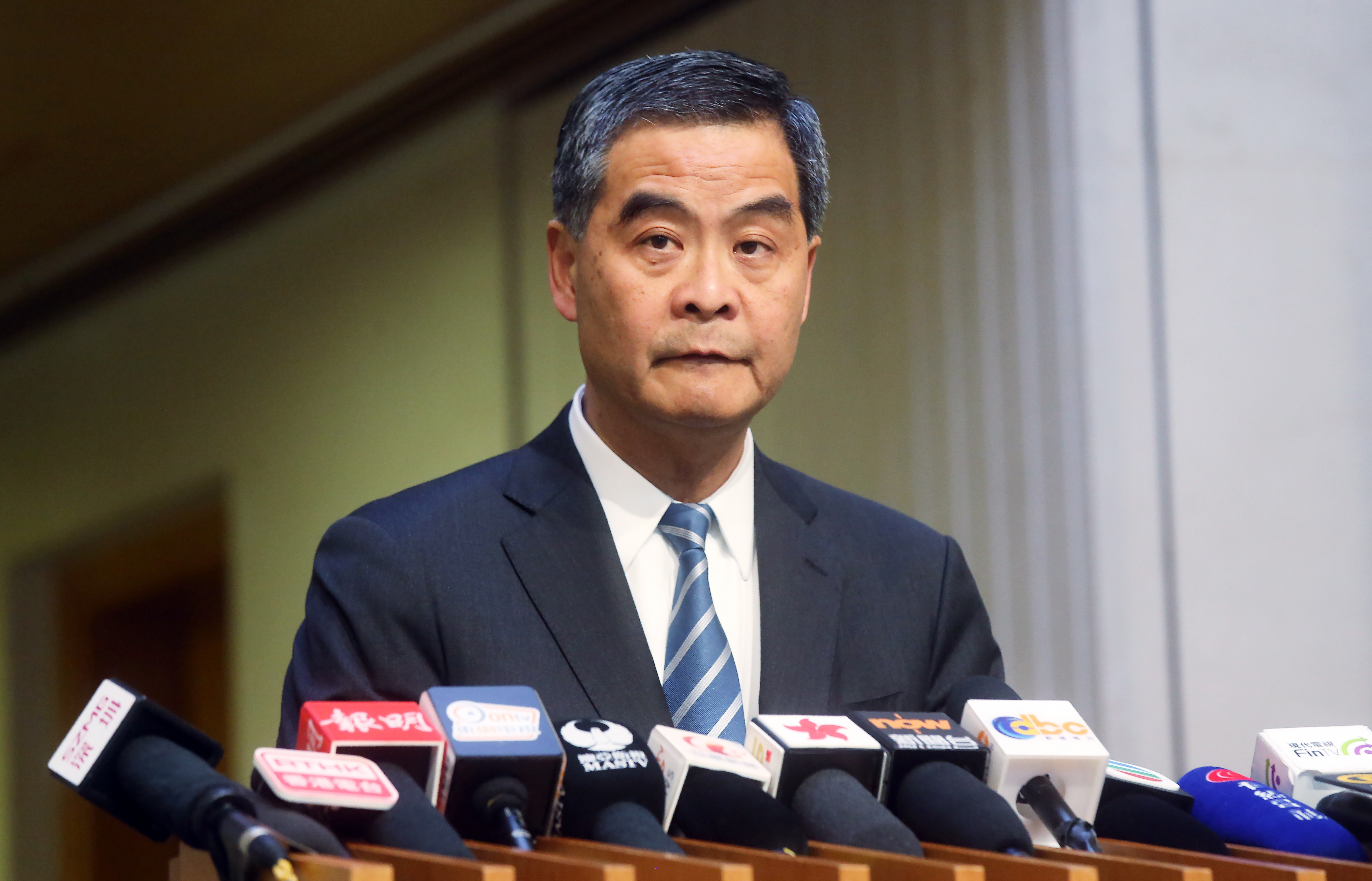 Chief Executive Leung Chun-ying echoed Chief Secretary Carrie Lam Cheng Yuet-ngor's stance, delivered in a staunch speech a day earlier. Photo: Dickson Lee