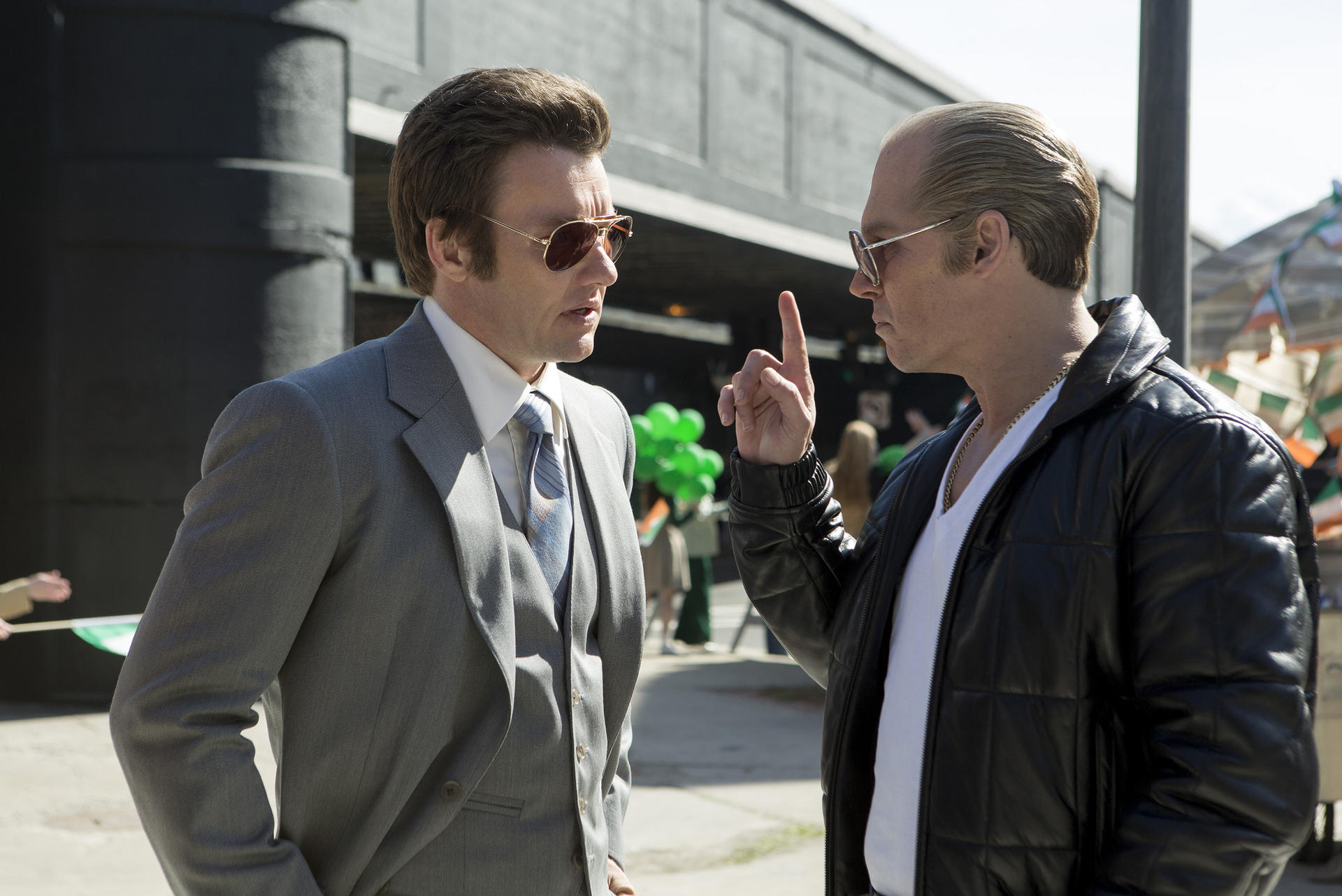 Joel Edgerton (left) and Johnny Depp in a scene from Black Mass, the film about Boston gangster James 'Whitey' Bulger. Photo: AP