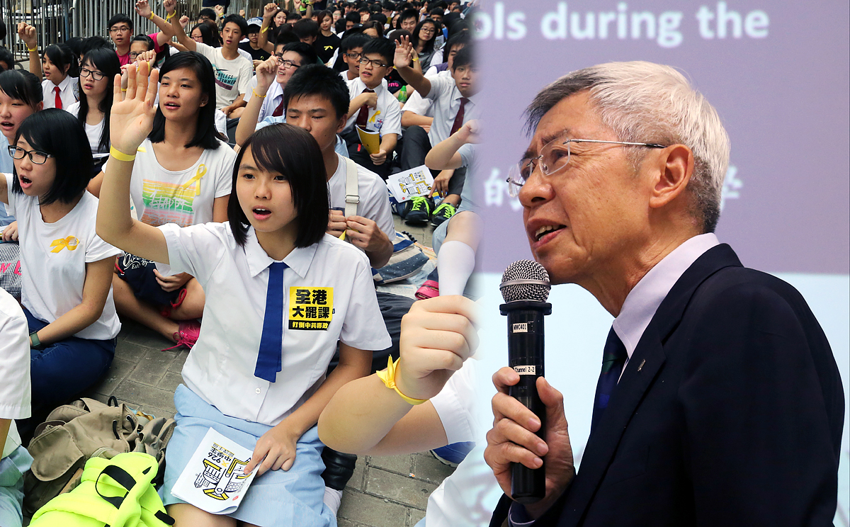 Members of the school heads' association, and representatives of Policy 21 and HKU announce the survey results. Photo: Dickson Lee