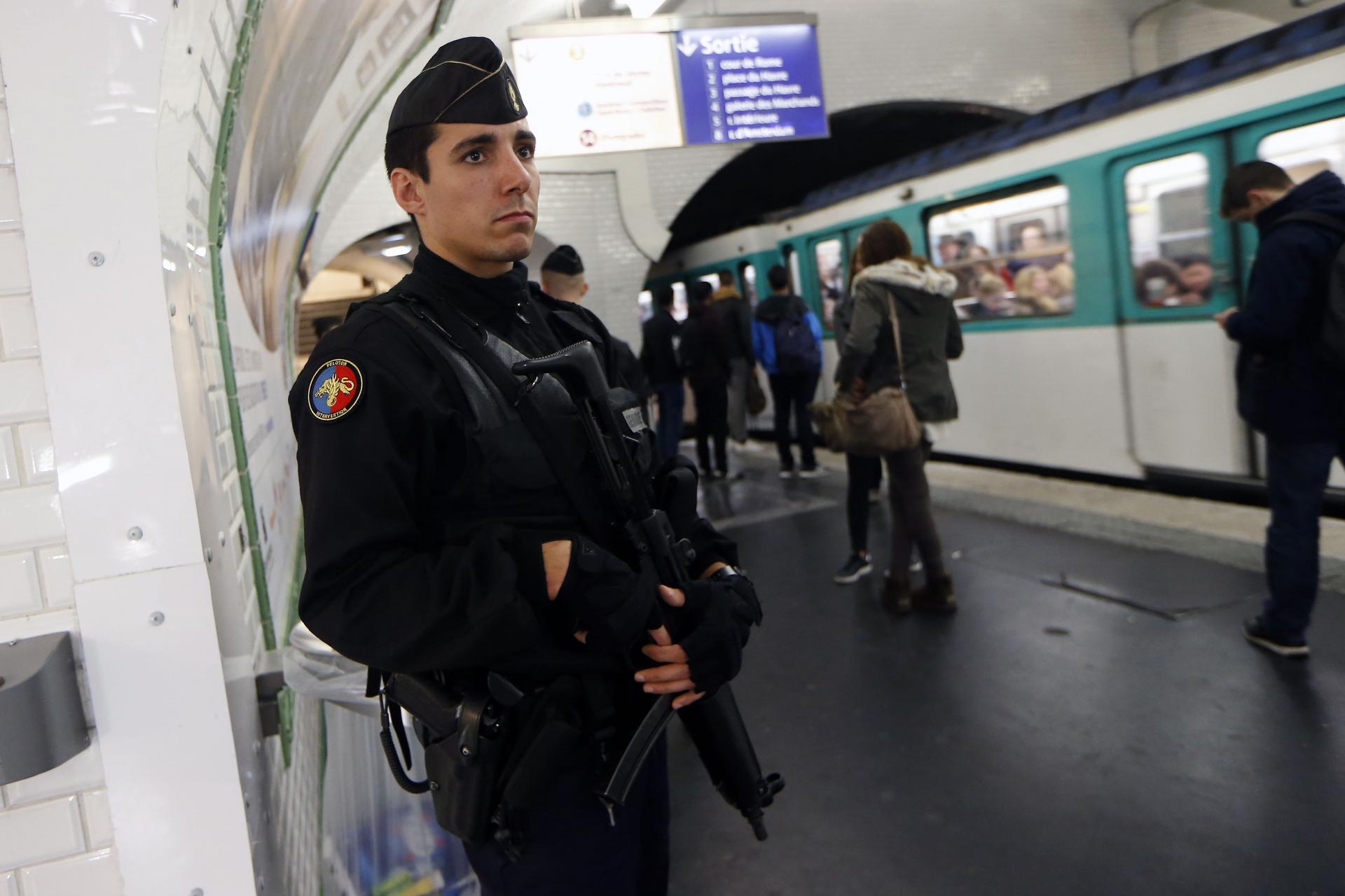 Police patrol a railway station in Paris. Photo: AFP