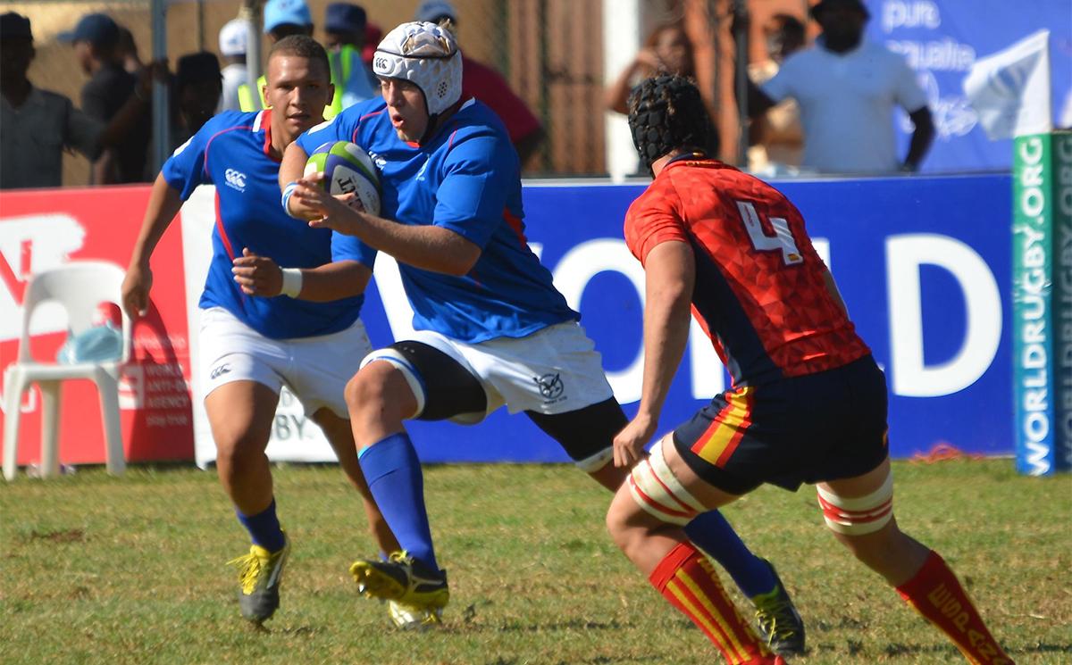 Namibia won two of their three pool matches at the World Rugby U20 Trophy in Zimbabwe, but were beaten 40-22 last Saturday by eventual finalists Spain. Photo: World Rugby  
