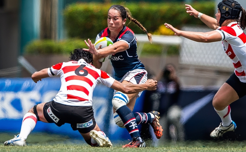 Hong Kong’s Rose Fong Siu-lan in action against Japan in the 2016 Women’s Asia Rugby Championship. Photo: HKRU 