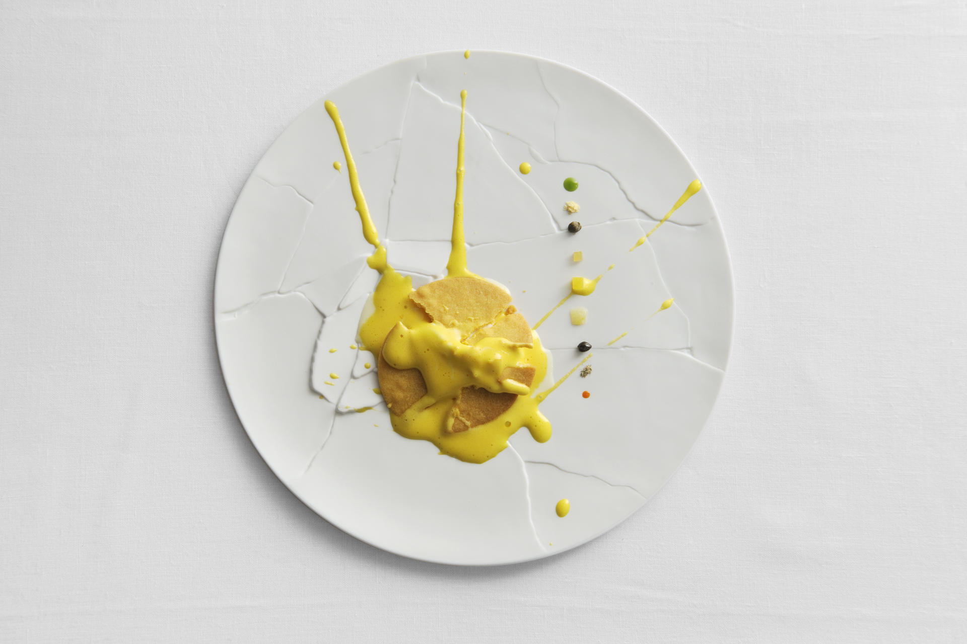 The 'oops I dropped the lemon tart' dessert from renowned chef Massimo Bottura. Photography: Paolo Terzi