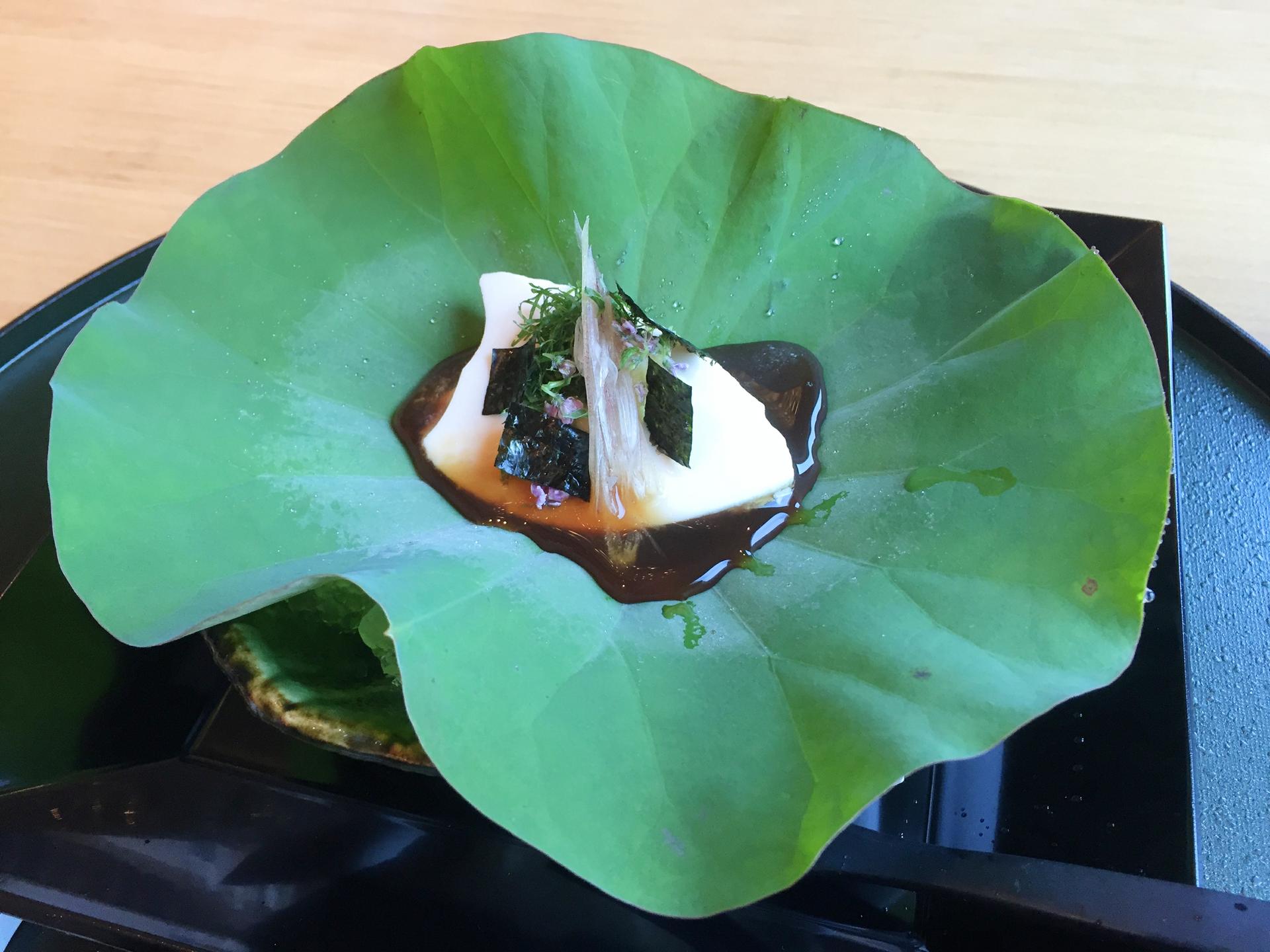 Home-made tofu with dashi sauce at Yamazato Japanese Fine Dining