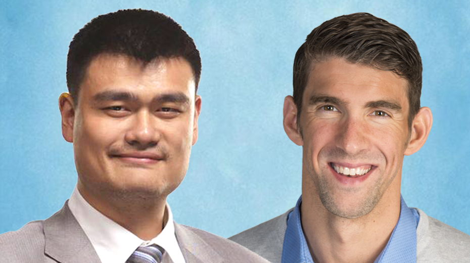 Yao Ming and Michael Phelps