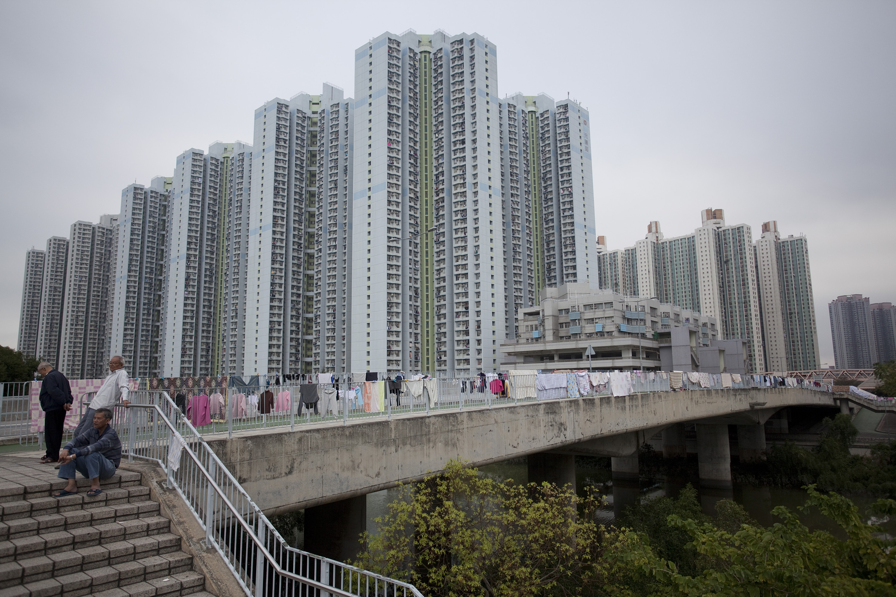 Residential buildings stand in the Tin Shui Wai area in Hong Kong, China, on Saturday, March 3, 2012. The number of housing deals in Hong Kong rose for the first time in four months in February even as the total value of those transactions fell, signaling an improvement in sentiment among buyers of small-sized apartments. Photographer: Jerome Favre/Bloomberg