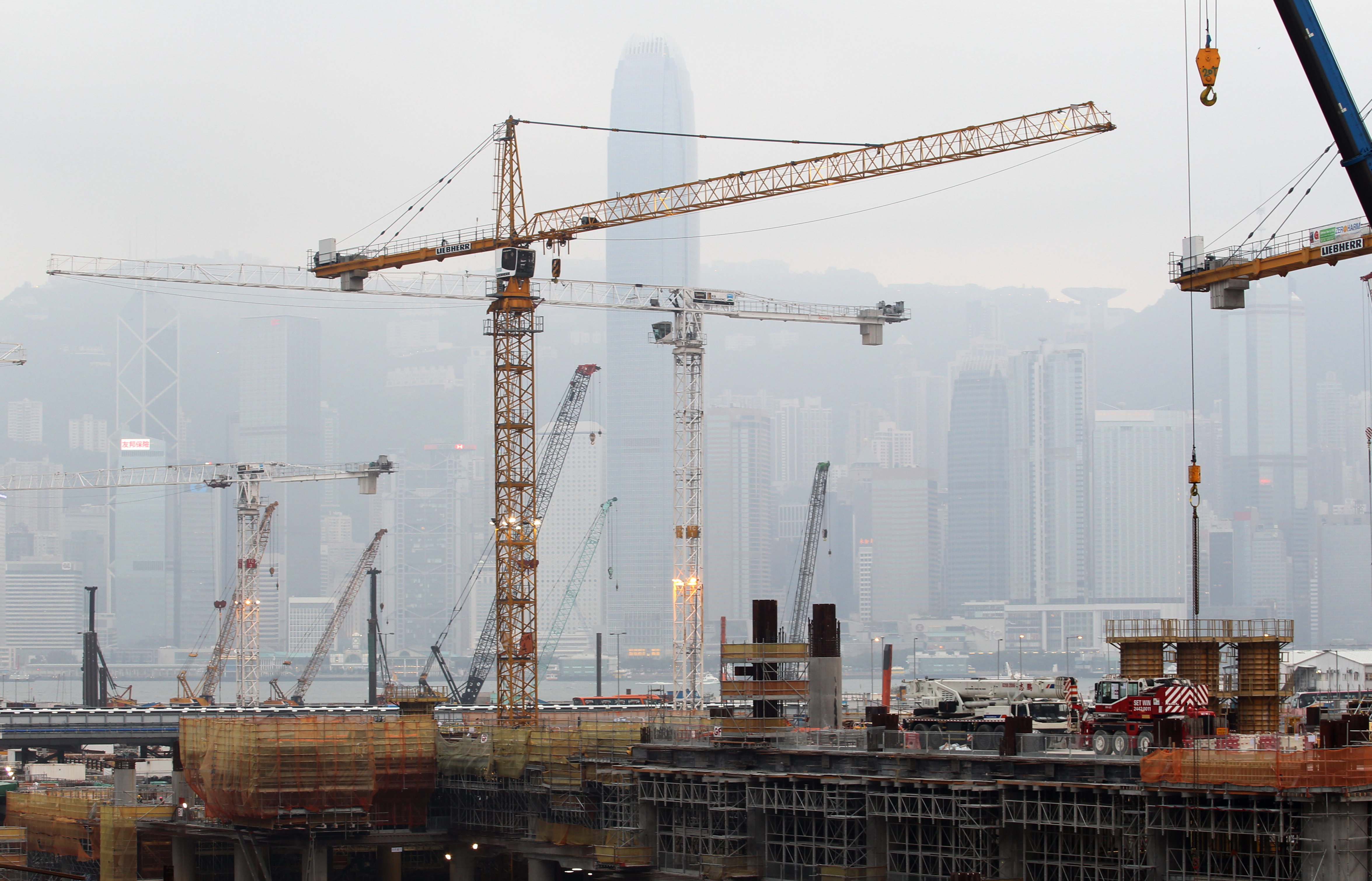 General view of Express Rail Link construction site in West Kowloon. The MTR Corporation announced on Tuesday that the HK$67 billion Express Rail Link between Hong Kong and Guangzhou will be delayed for two years and won't be opened until 2017. 15APR14