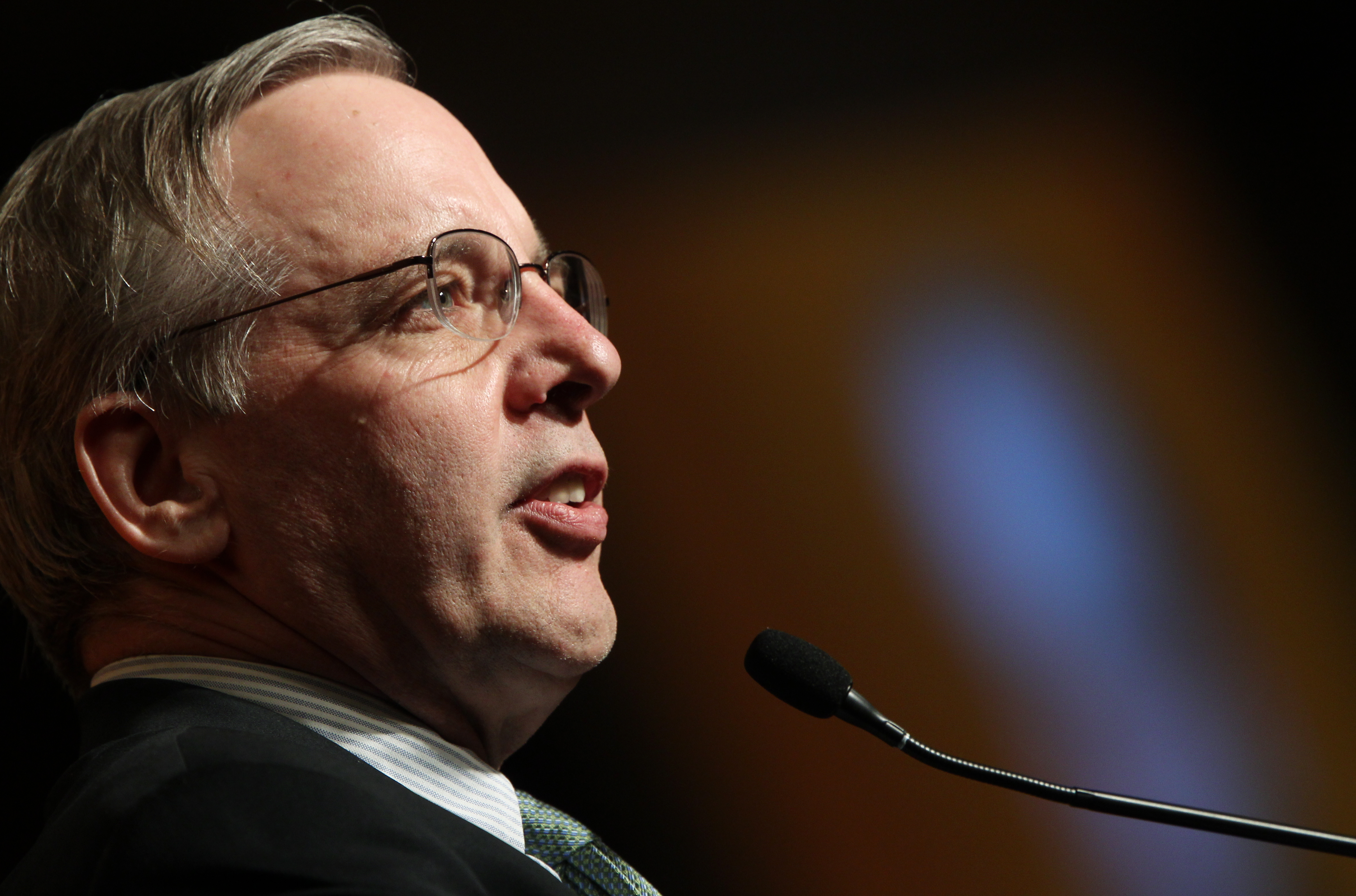 William C. Dudley, President & Chief Executive Officer of Federal Reserve Bank of New York, delivers the speech during an evening dialogue at Conrad Hotel, Admiralty. 12APR11