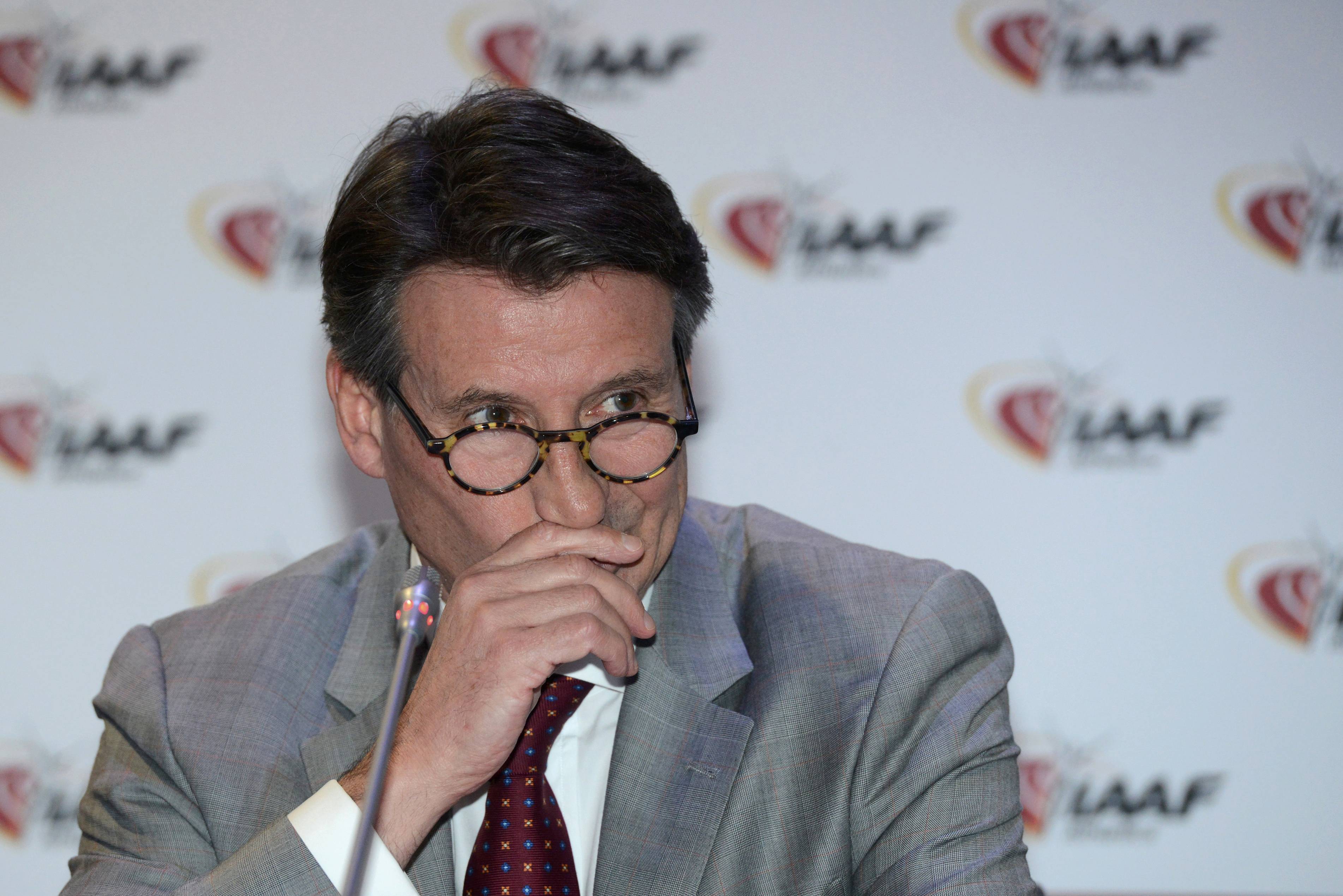 Sebastian Coe, IAAF's President, attends the IAAF press conference in Monaco, November 26, 2015. Coe, who leads the ruling body of world athletics, announced that he is stepping down from his paid ambassadorial role for the sportswear firm Nike, as he faced repeated questions about a potential conflict of interest. REUTERS/Jean-Pierre Amet