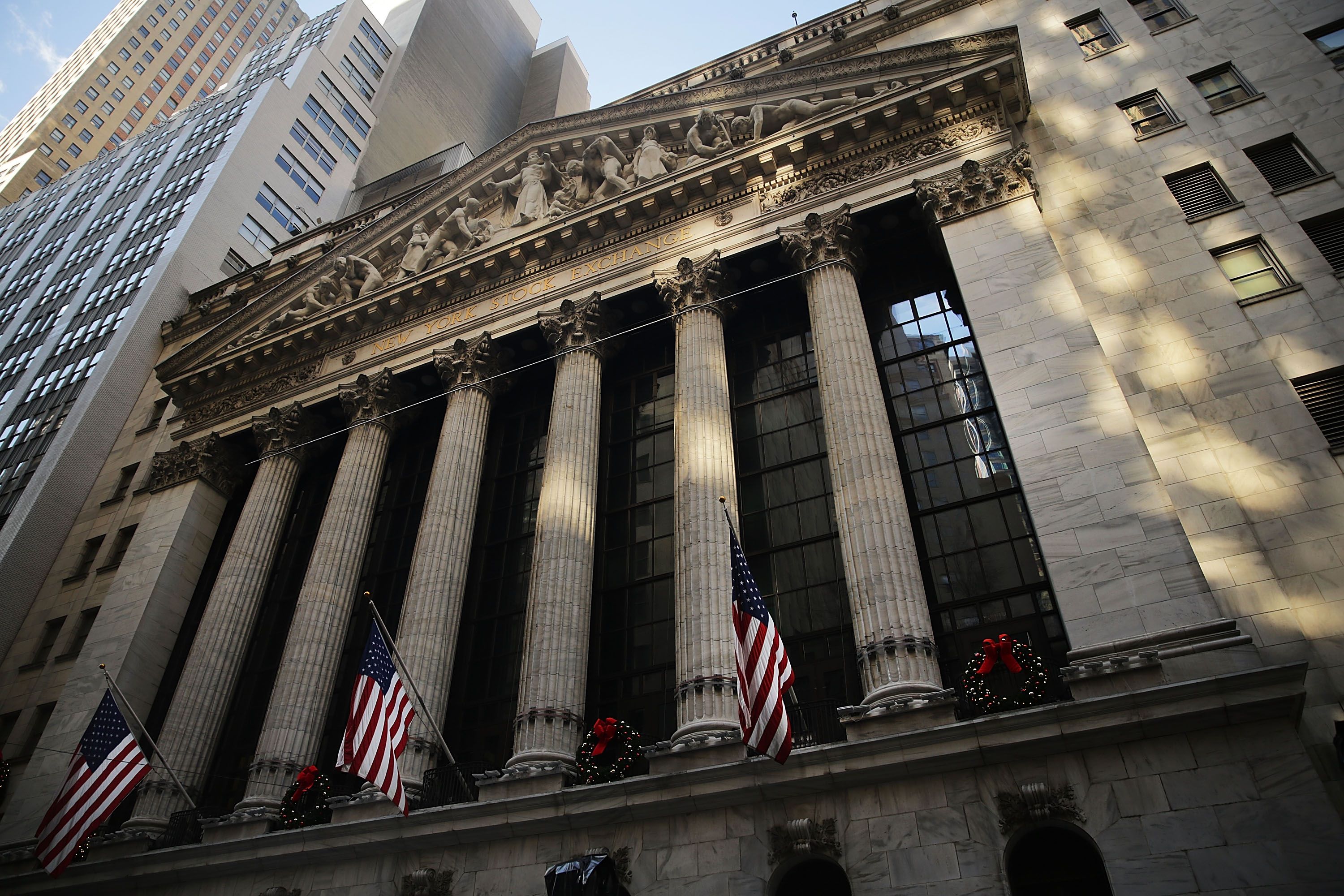 NEW YORK, NY - DECEMBER 03: The New York Stock Exchange (NYSE) is viewed on December 3, 2015 in New York City. The Dow Jones industrial average is down over 120 points in afternoon trading on news that the European Central Bank's new stimulus plan is not as aggressive as some investors had hoped. Spencer Platt/Getty Images/AFP == FOR NEWSPAPERS, INTERNET, TELCOS & TELEVISION USE ONLY ==