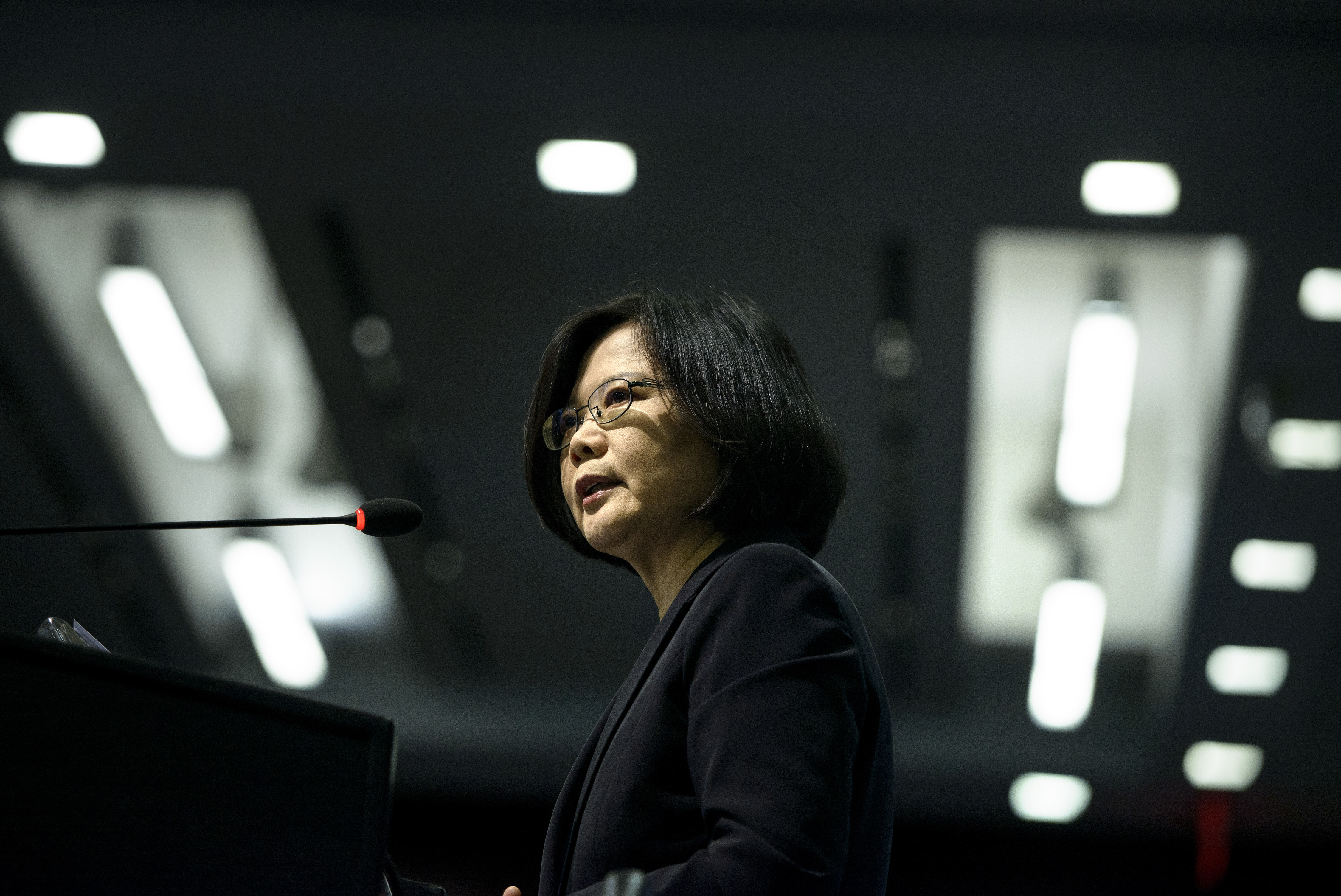 Dr. Tsai Ing-wen, Chair of Taiwan's Democratic Progressive Party and a presidential nominee, speaks during an event at the Center for Strategic and International Studies June 3, 2015 in Washington, DC. AFP PHOTO/BRENDAN SMIALOWSKI / AFP / BRENDAN SMIALOWSKI