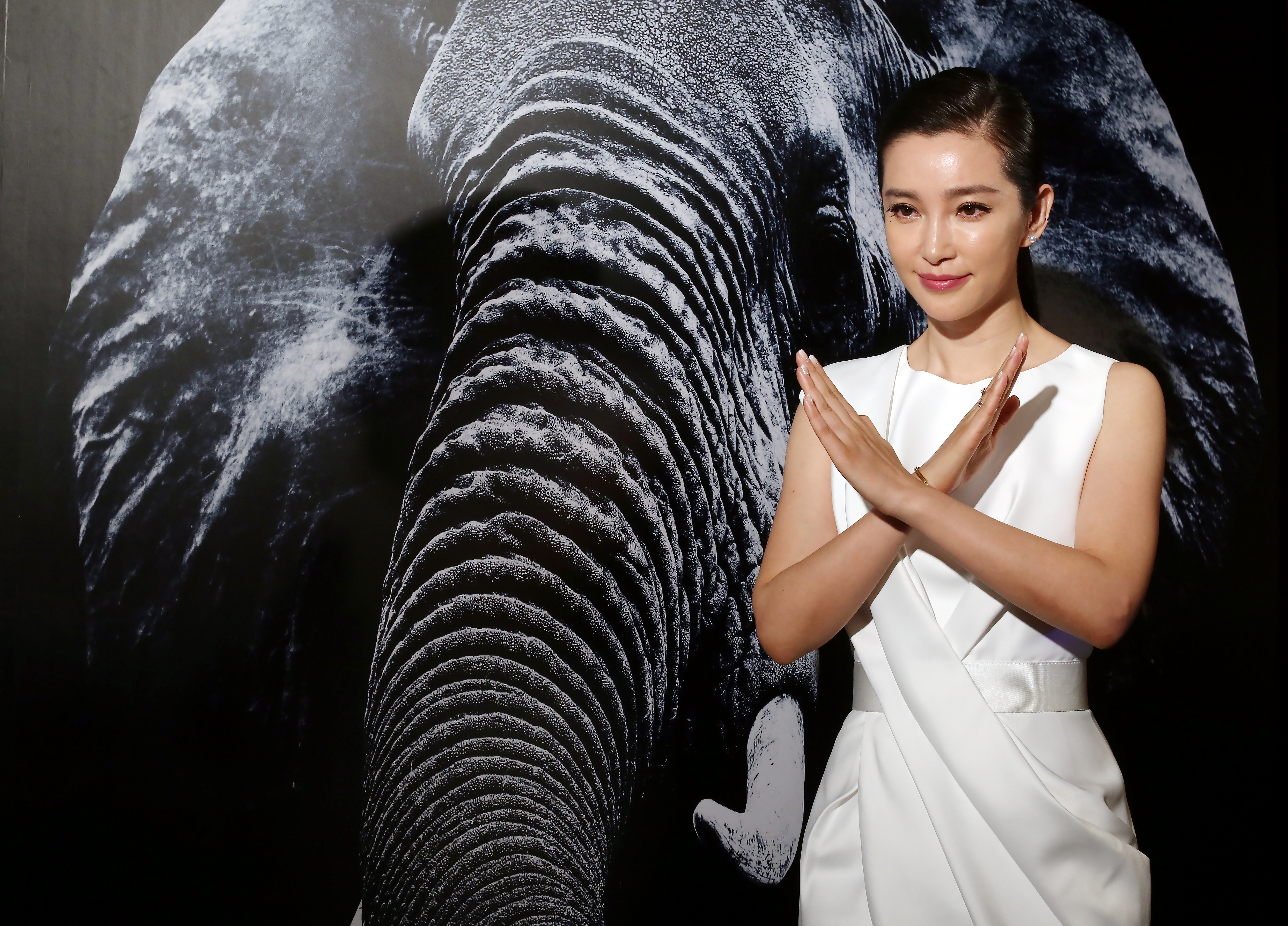 Actress Li Bingbing attends Hong Kong Ivory Trade Ban Press Conference at Island Shangri-La in Admiralty. 23OCT15