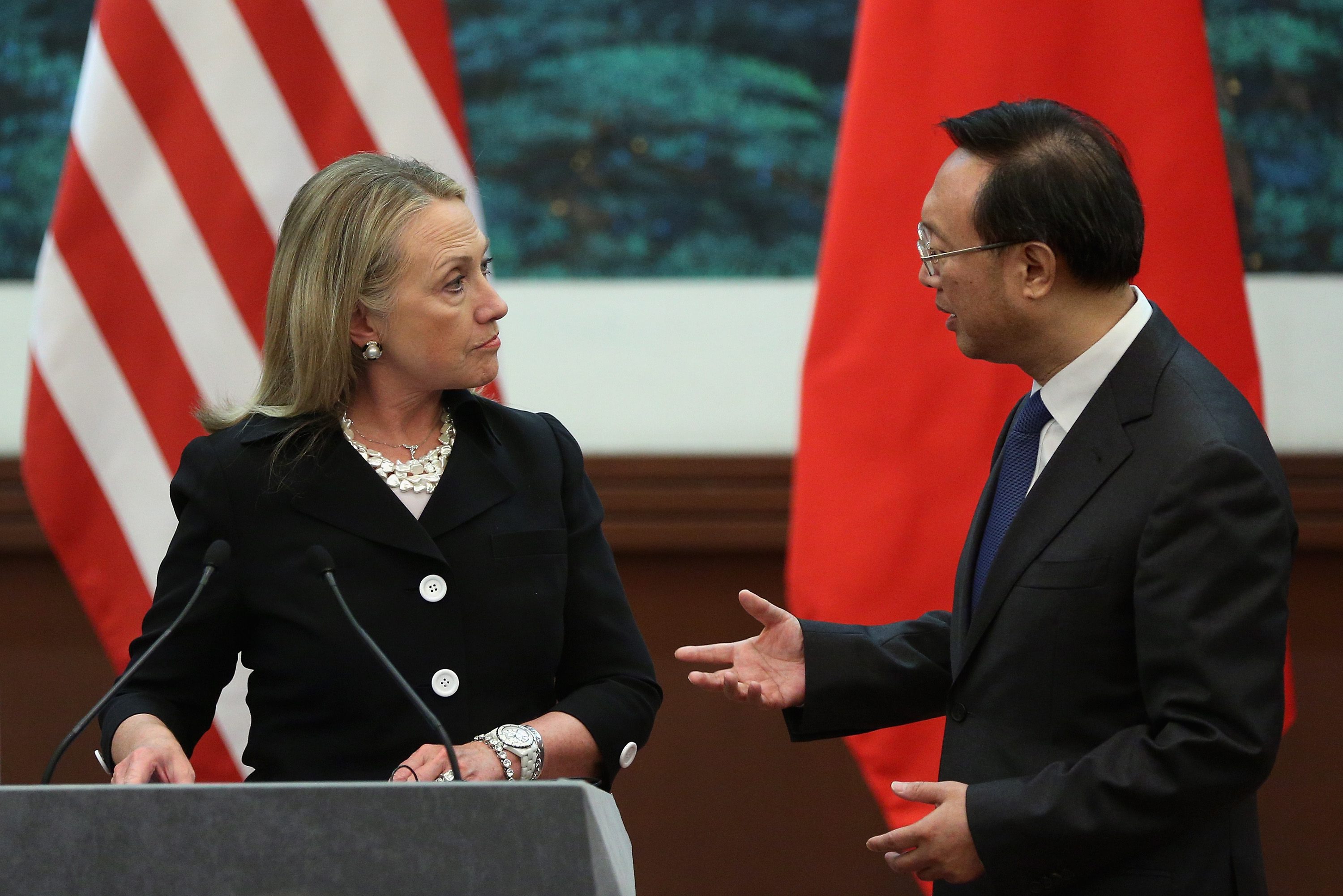 Hillary Clinton, then the US secretary of state, meets Chinese foreign minister Yang Jiechi in Beijing in 2012. Clinton is seen by China as something of an anathema, due to her role in the US rebalancing strategy and efforts to restrict China’s rise. Photo: EPA