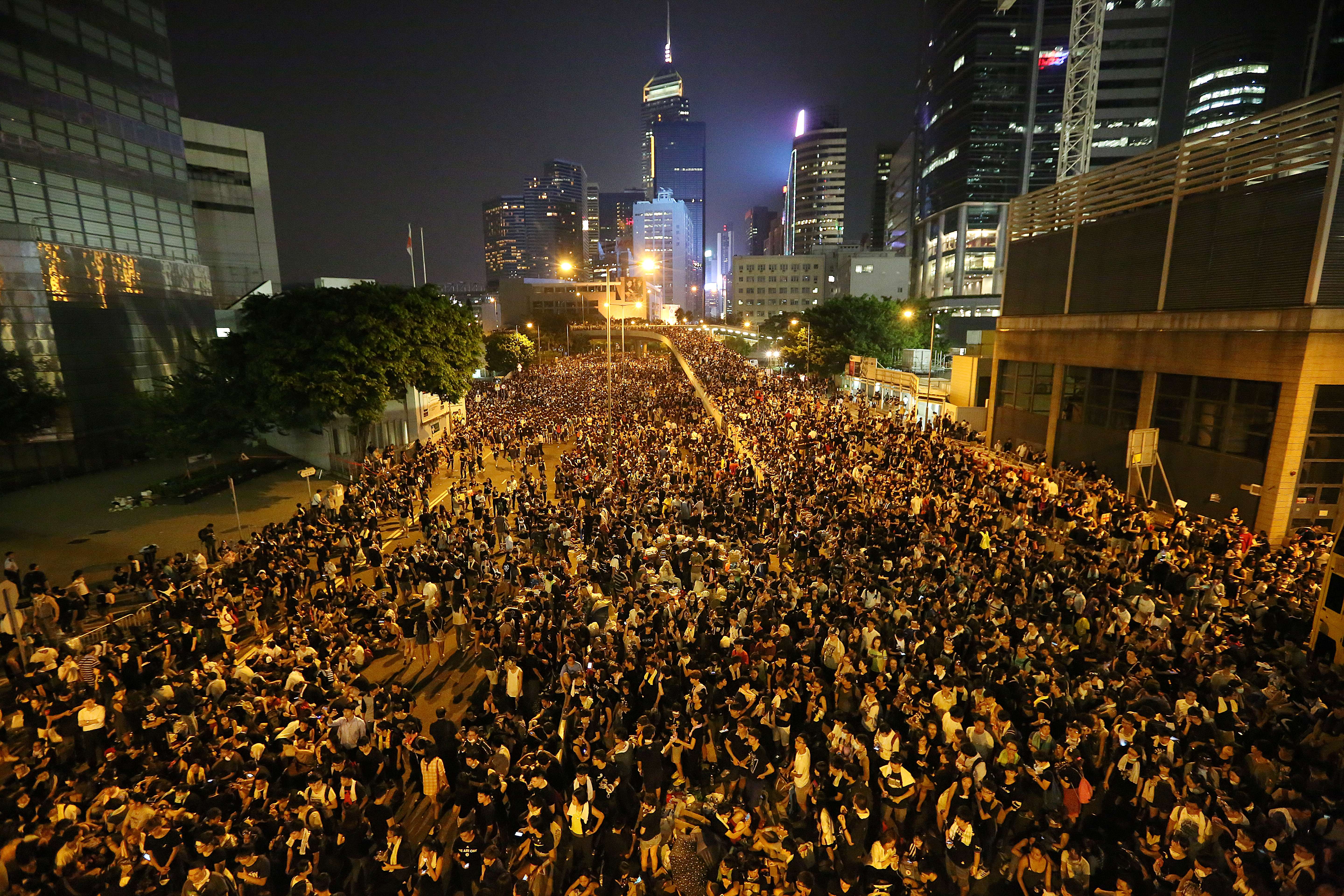 Protesters on Harcourt Road in Admiralty during the Occupy Central.
