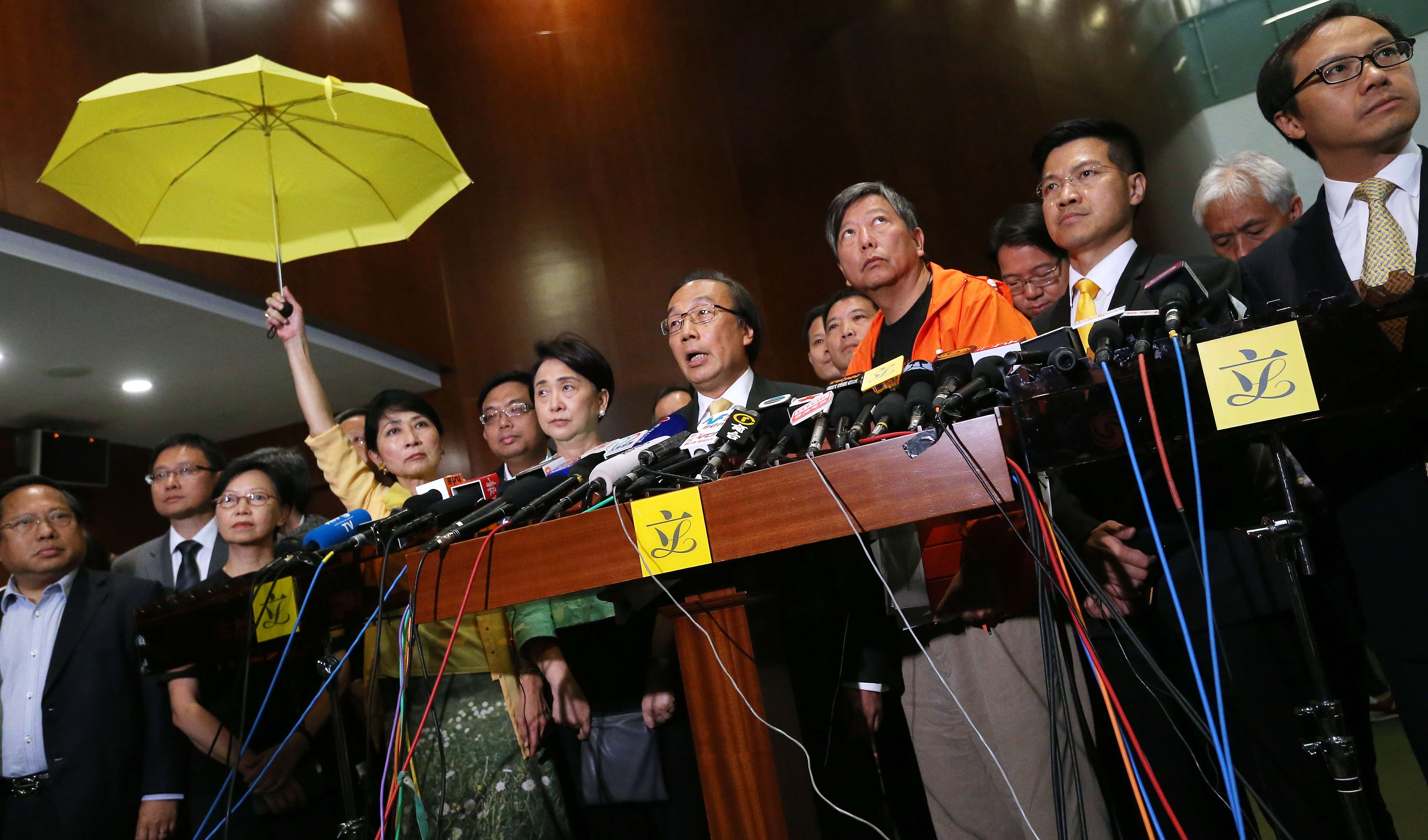 Pan-democracy legislators meet the press last year after the reform package was rejected. Photo: K. Y. Cheng