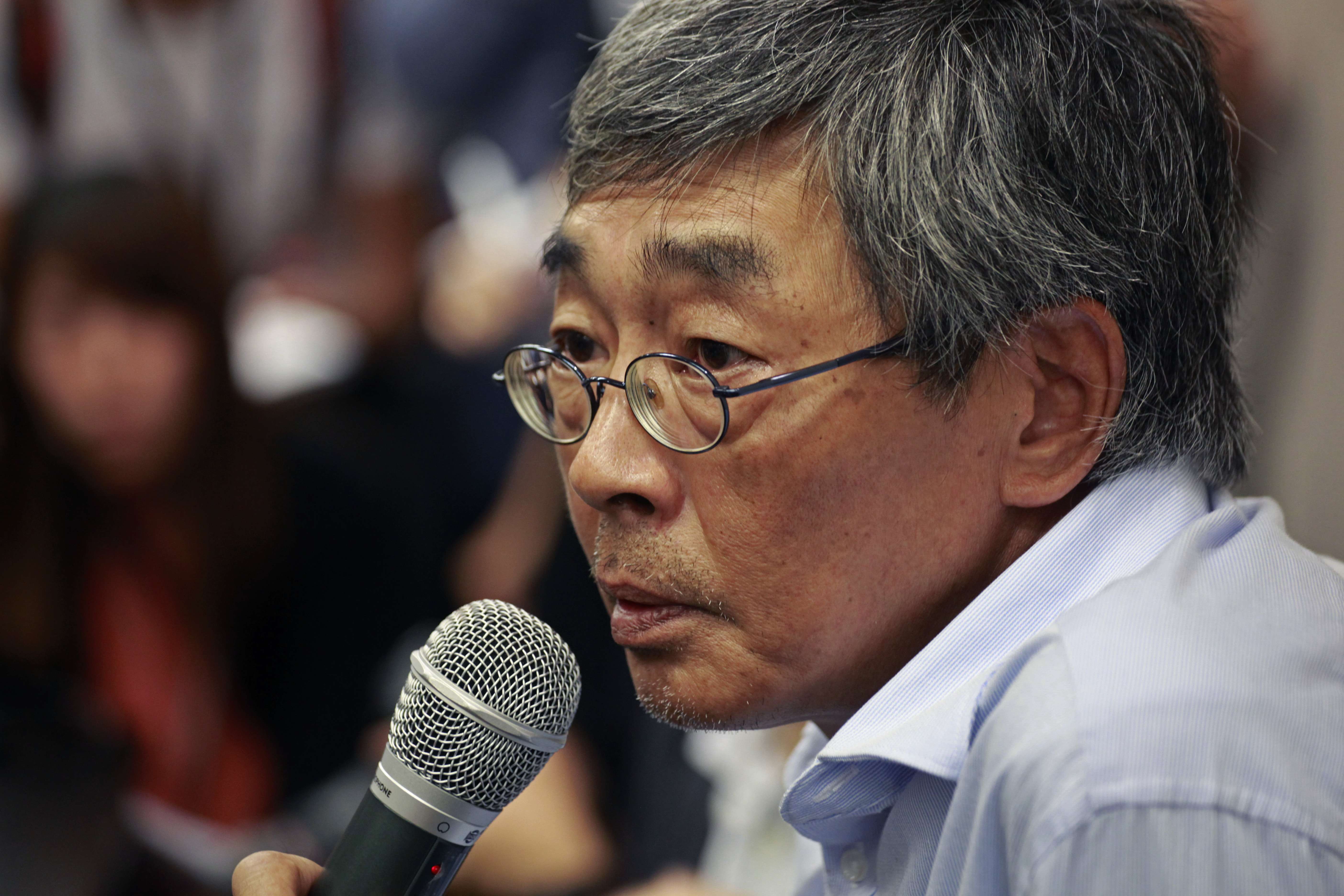 Bookseller Lam Wing-kee talks to the media at the Legco press room in Tamar. Photo: AP