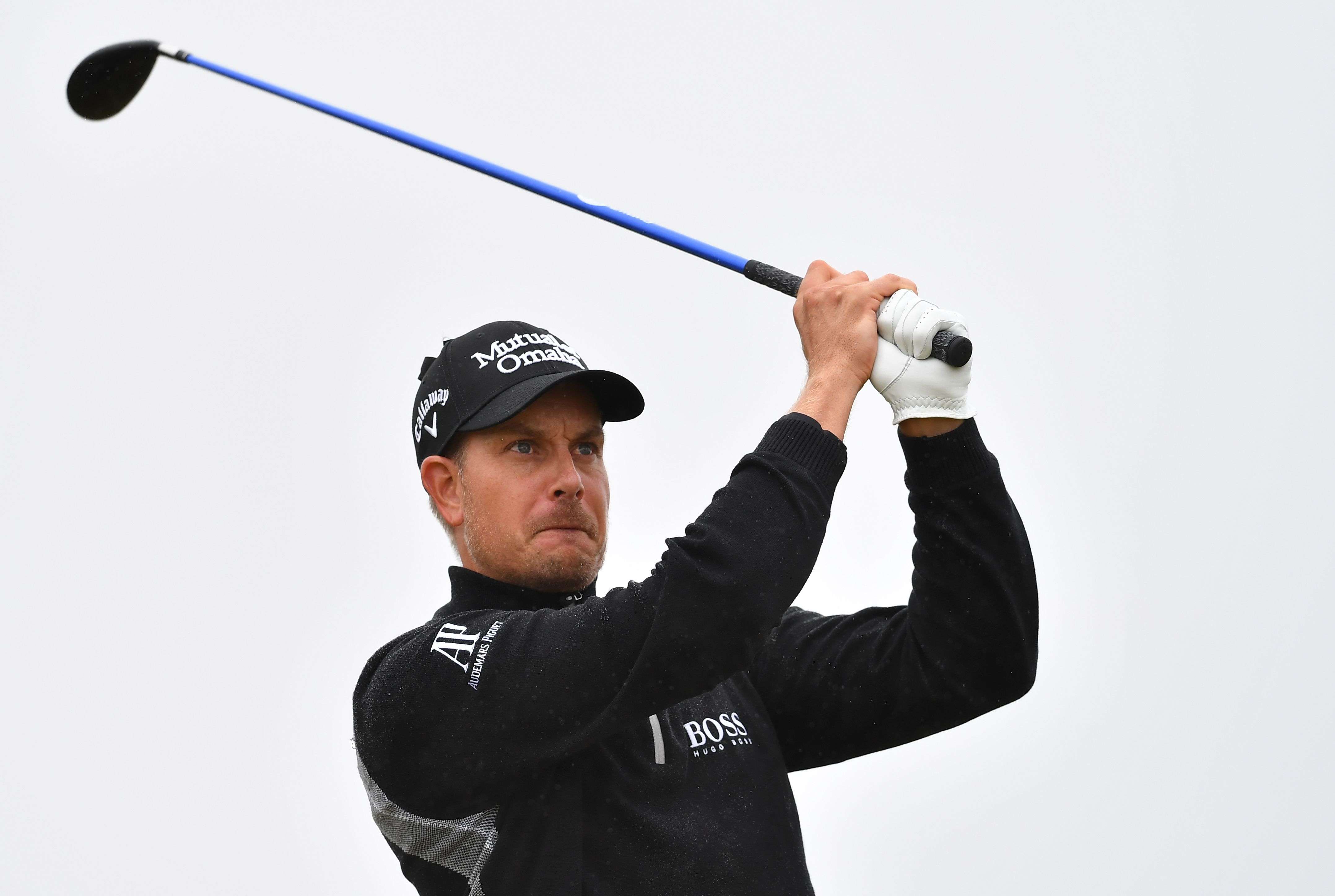 Henrik Stenson watches his shot from the 14th tee during his second round at the British Open. Photo: AFP