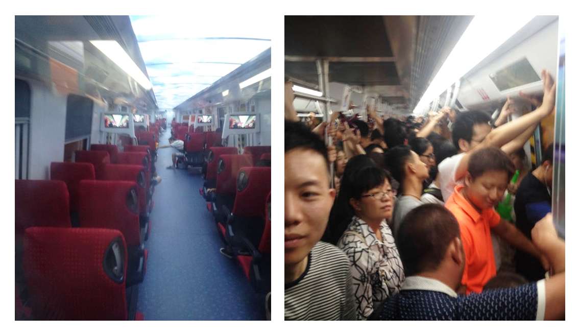 Riders on Shenzhen’s new Line 11 can pay extra to ride in peace in business class. SCMP Pictures