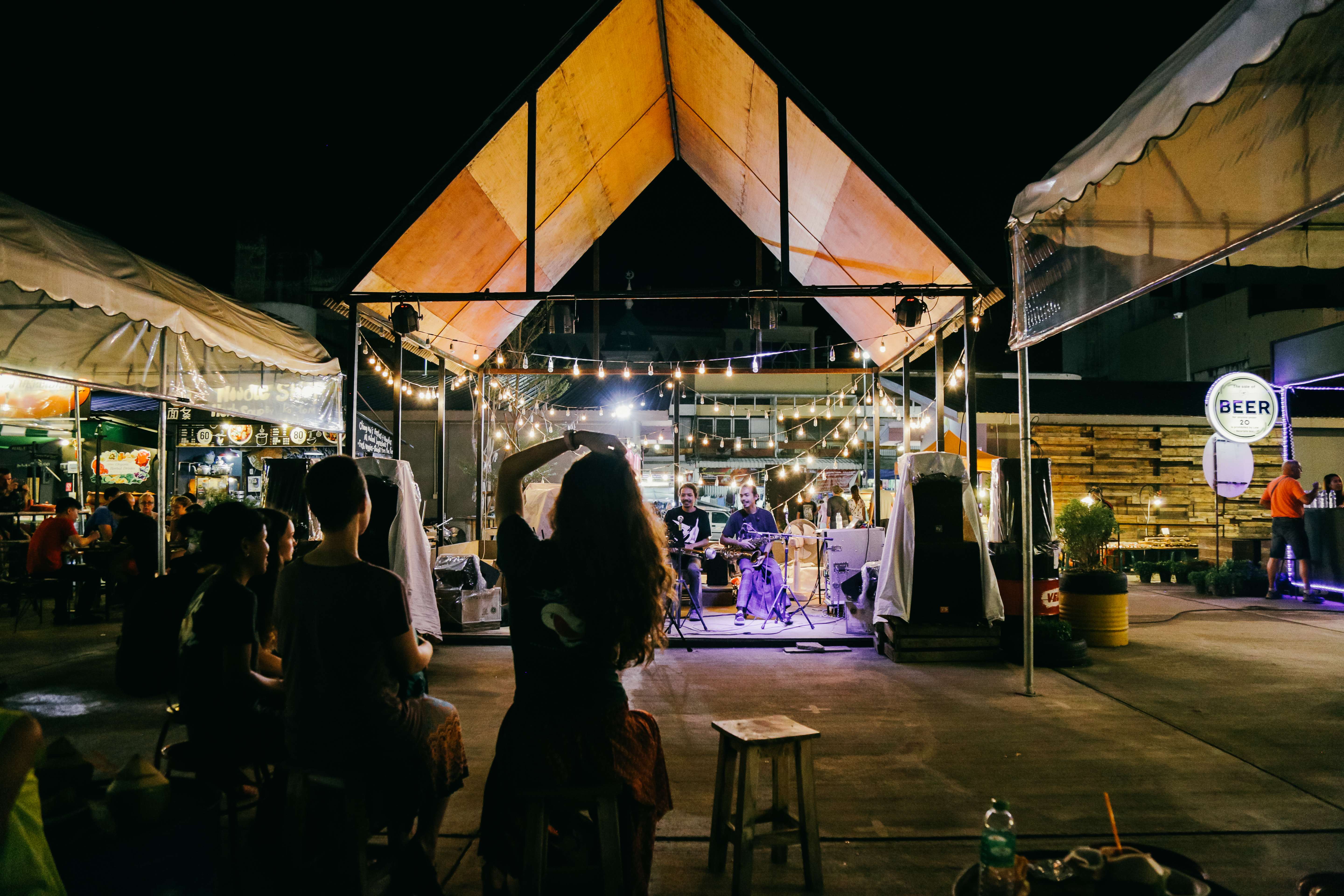 The Chiang Mai Night Bazaar hosts live music every night. Pictures: Aoise Tutty