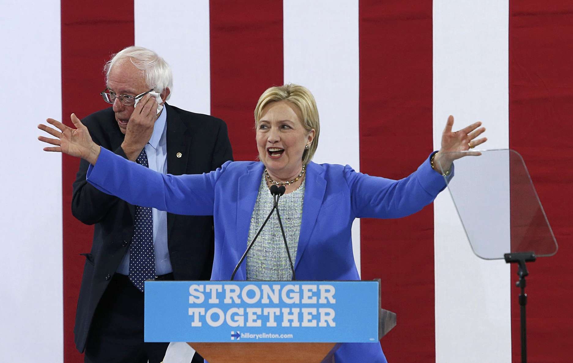 Hillary Clinton consolidated her leadership by suppressing the dissent of nomination rival Bernie Sanders’ centre-left opposition in the Democratic convention. Photo: Reuters