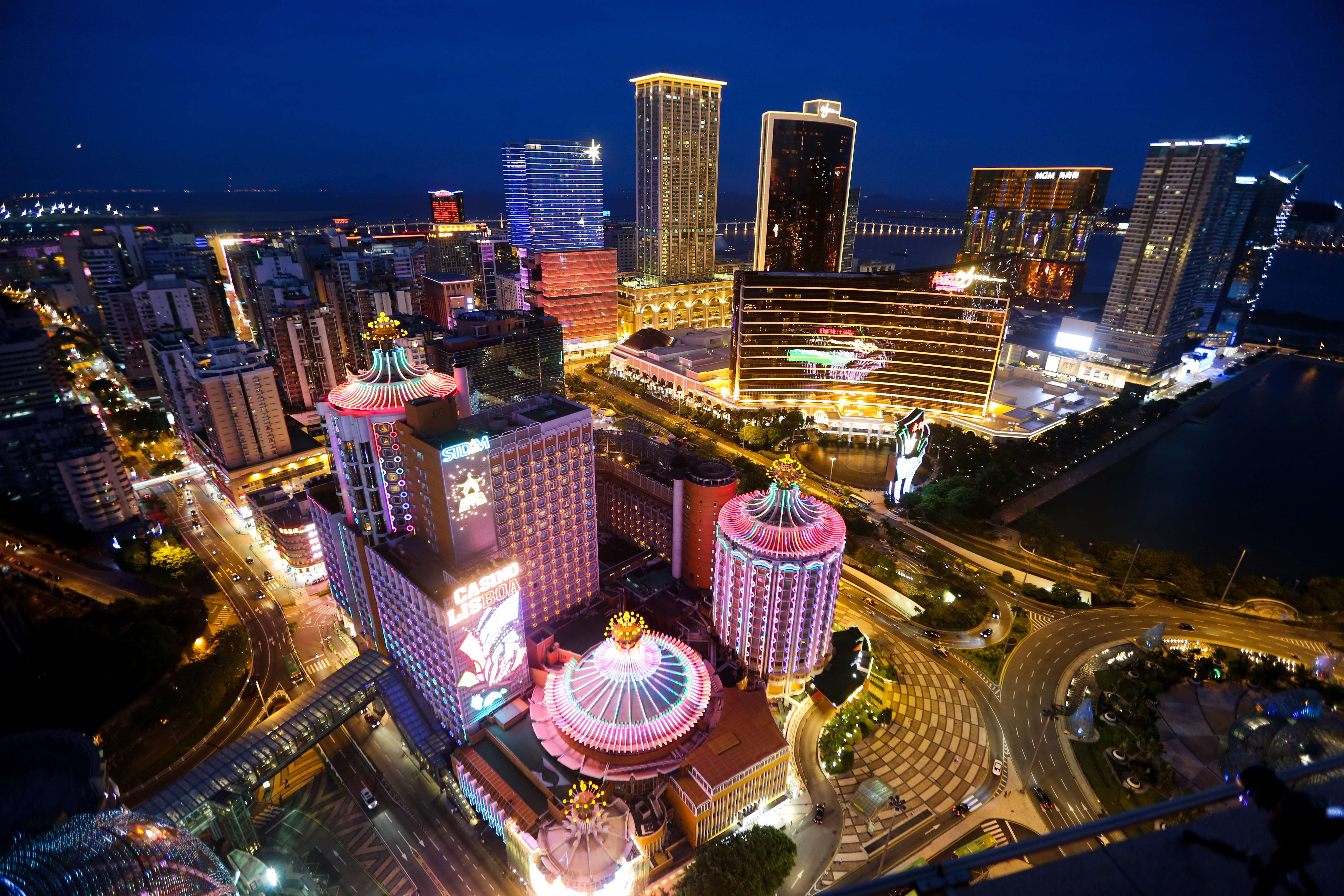 An aerial night view of casinos in Macau. Has the tide turned for its junket operators? Photo: AFP