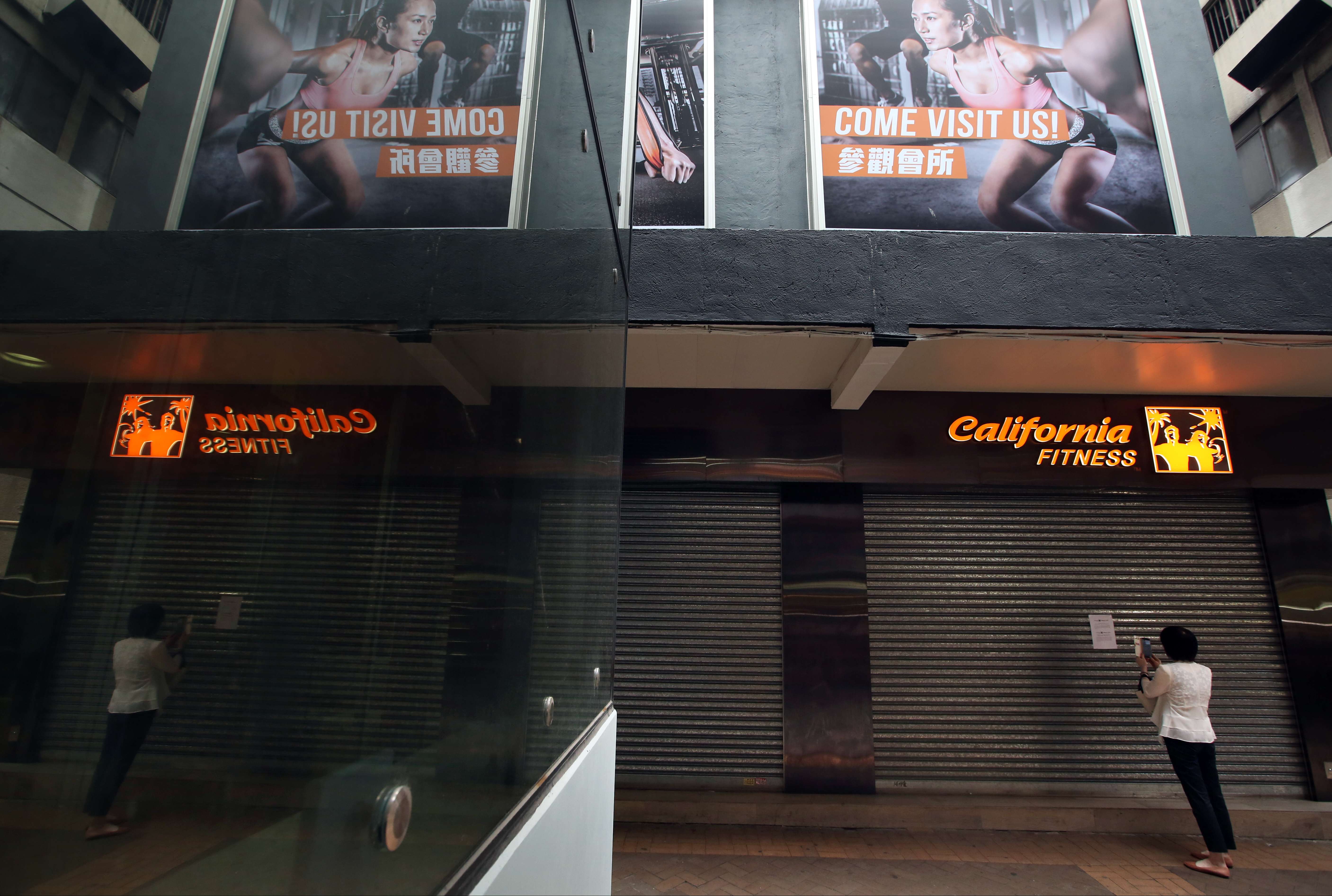 Closed doors at the California Fitness outlet in Wan Chai. Photo: Sam Tsang