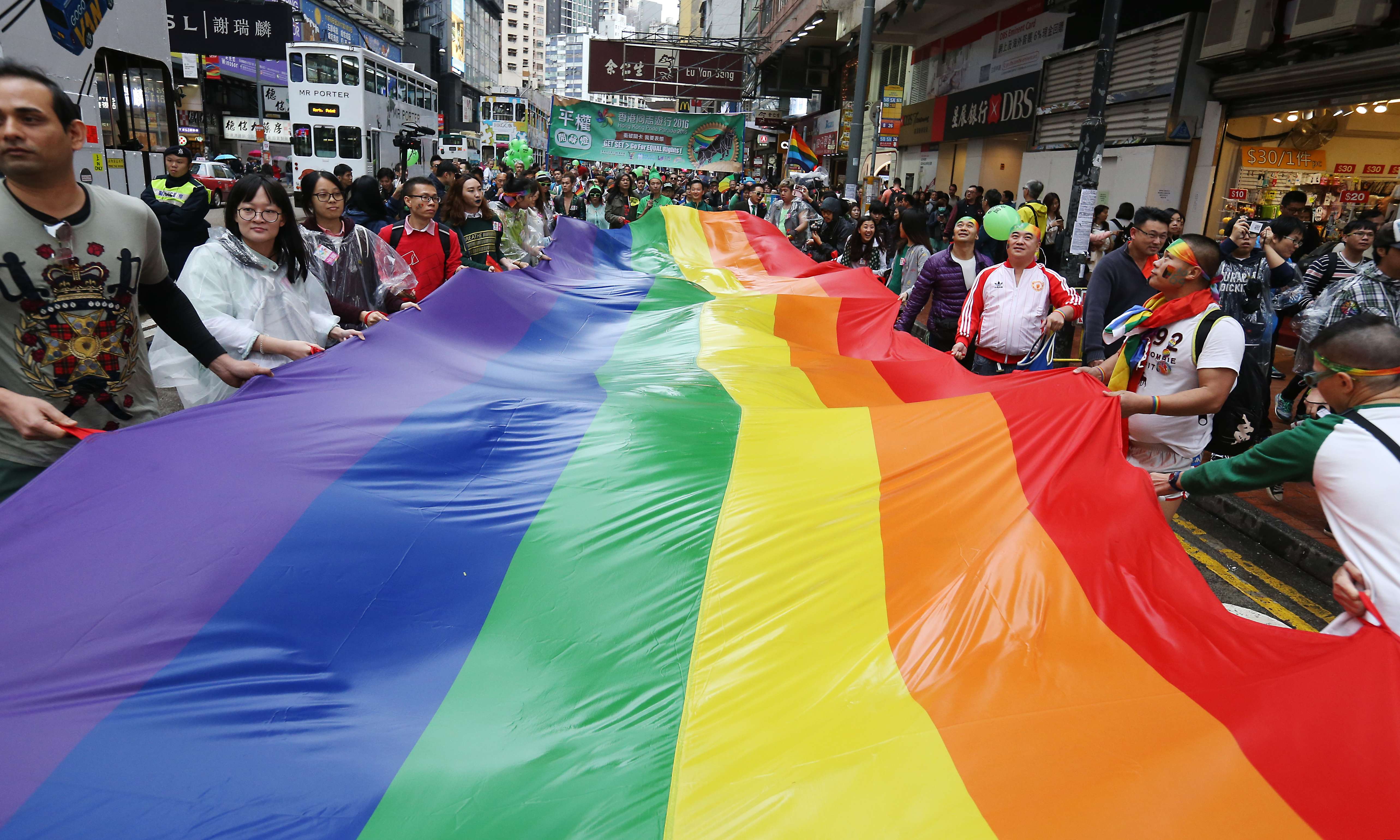 Protesters march at the HK Pride Parade 2016. Photo: Dickson Lee