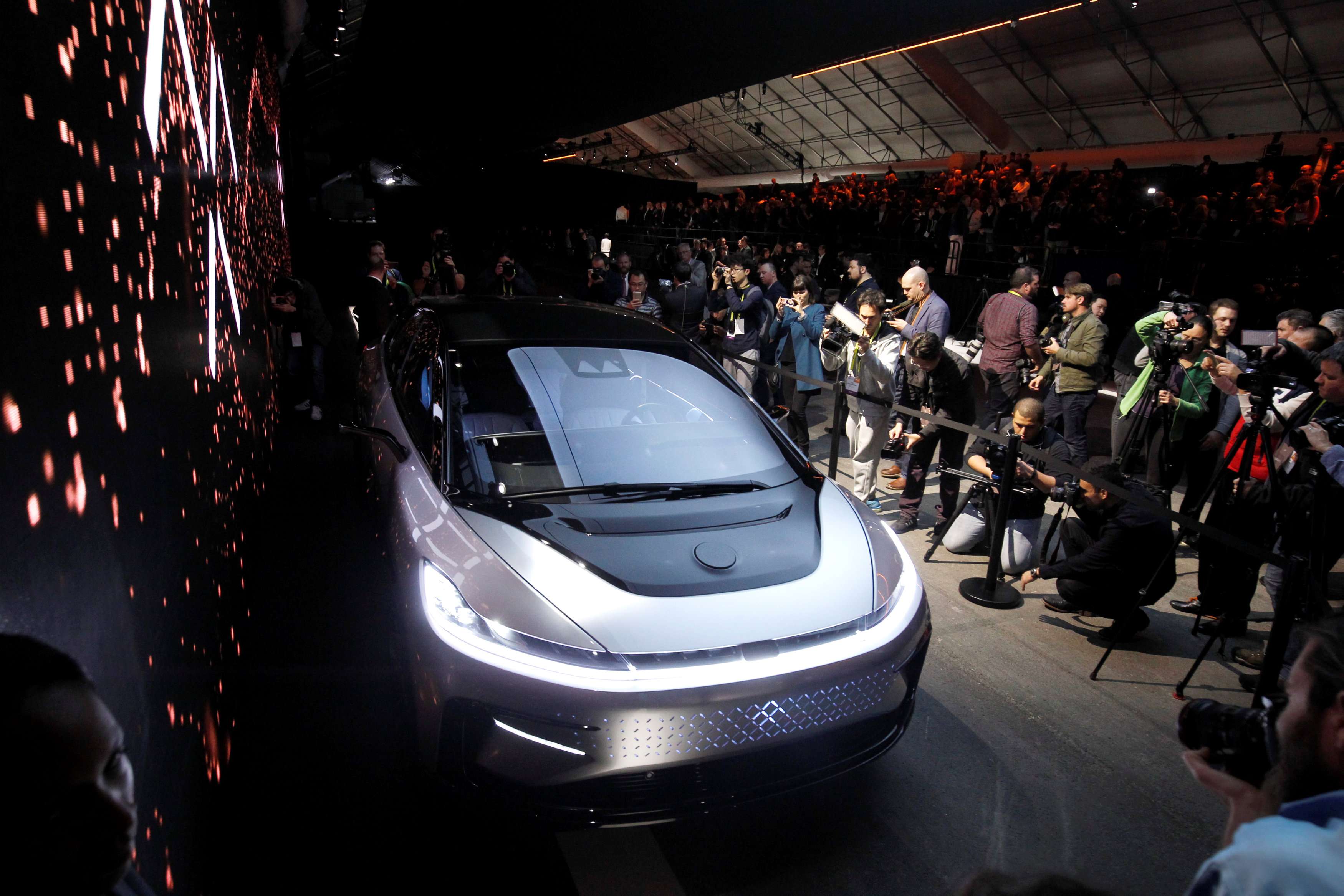 Faraday Future’s FF 91 electric car during an unveiling event at CES in Las Vegas, on January 3, 2017. Photo: Reuters