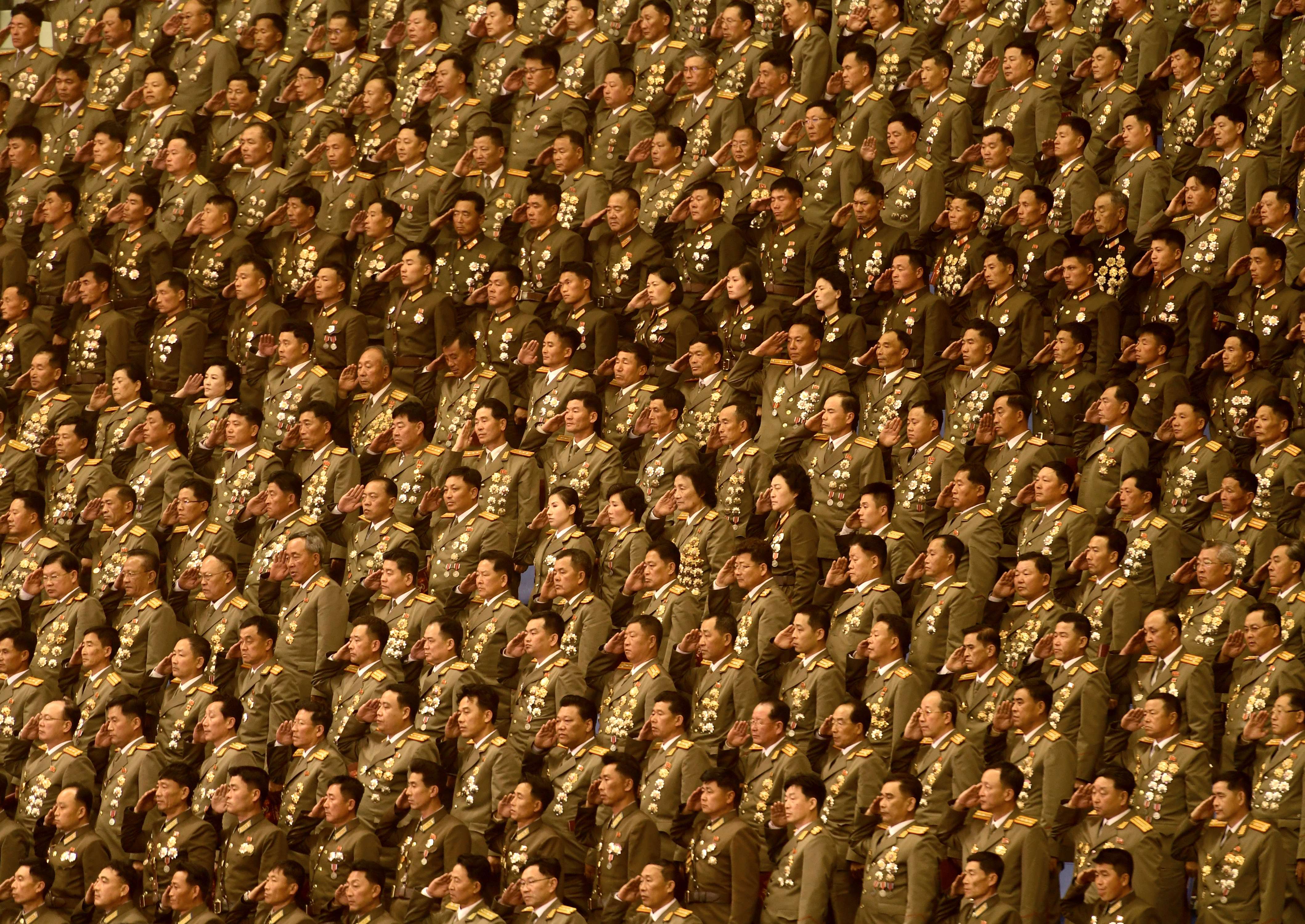 North Korean military officials salute during a patriotic concert in the Pyongyang Arena, in May last year. Photo: Washington Post