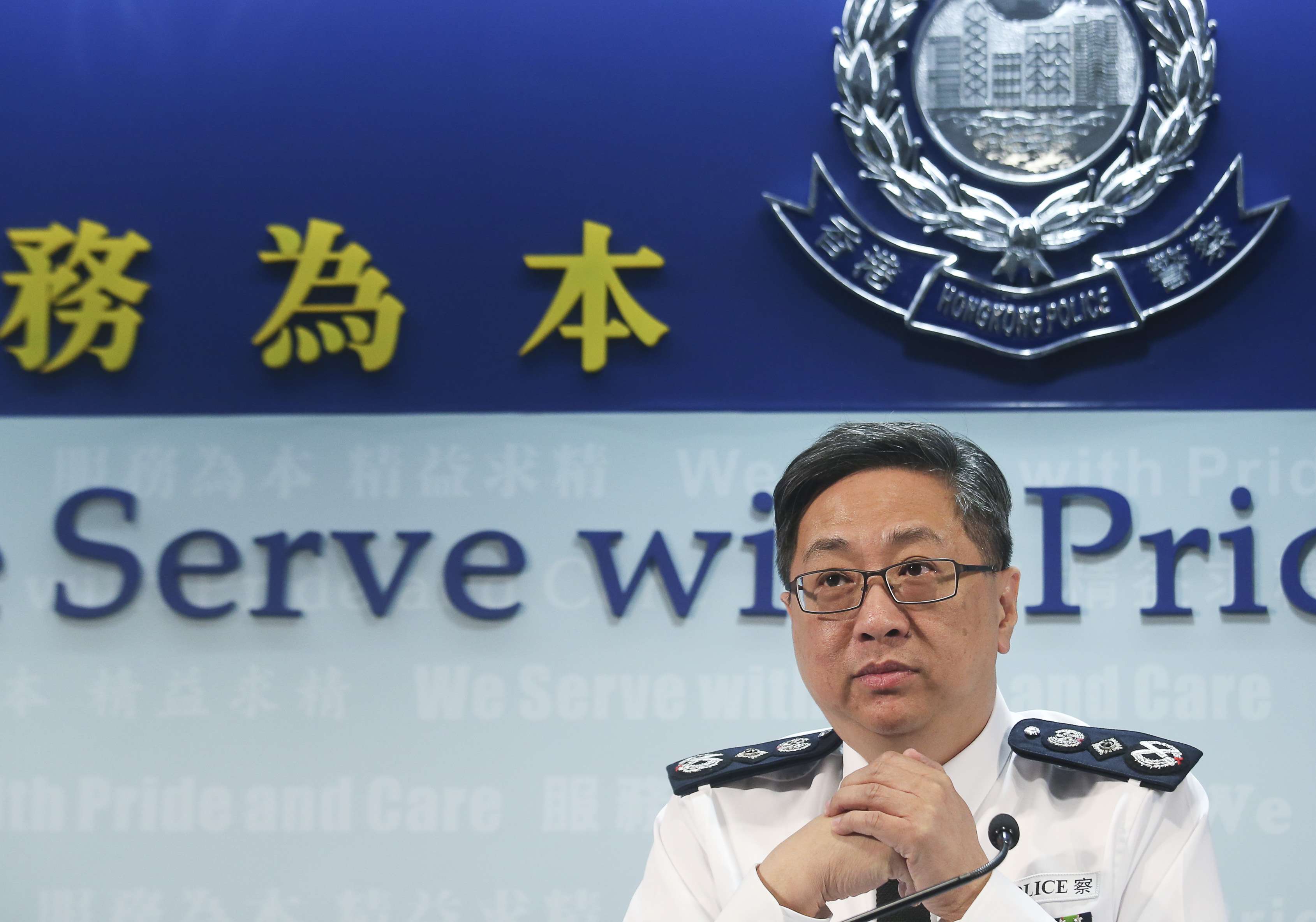 Police Commissioner Stephen Lo hosts a press conference. A significant proportion of people do not trust the force. Photo: David Wong