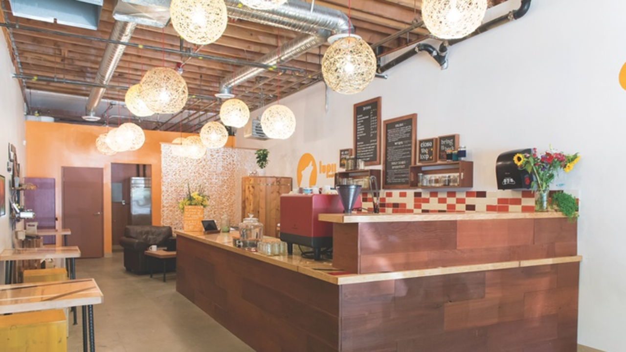 To meet Lupii Café’s zero-waste mandate, Basic Design designed and produced all the interior furnishings and signage from reclaimed, upcycled materials. Photo: Basic Design