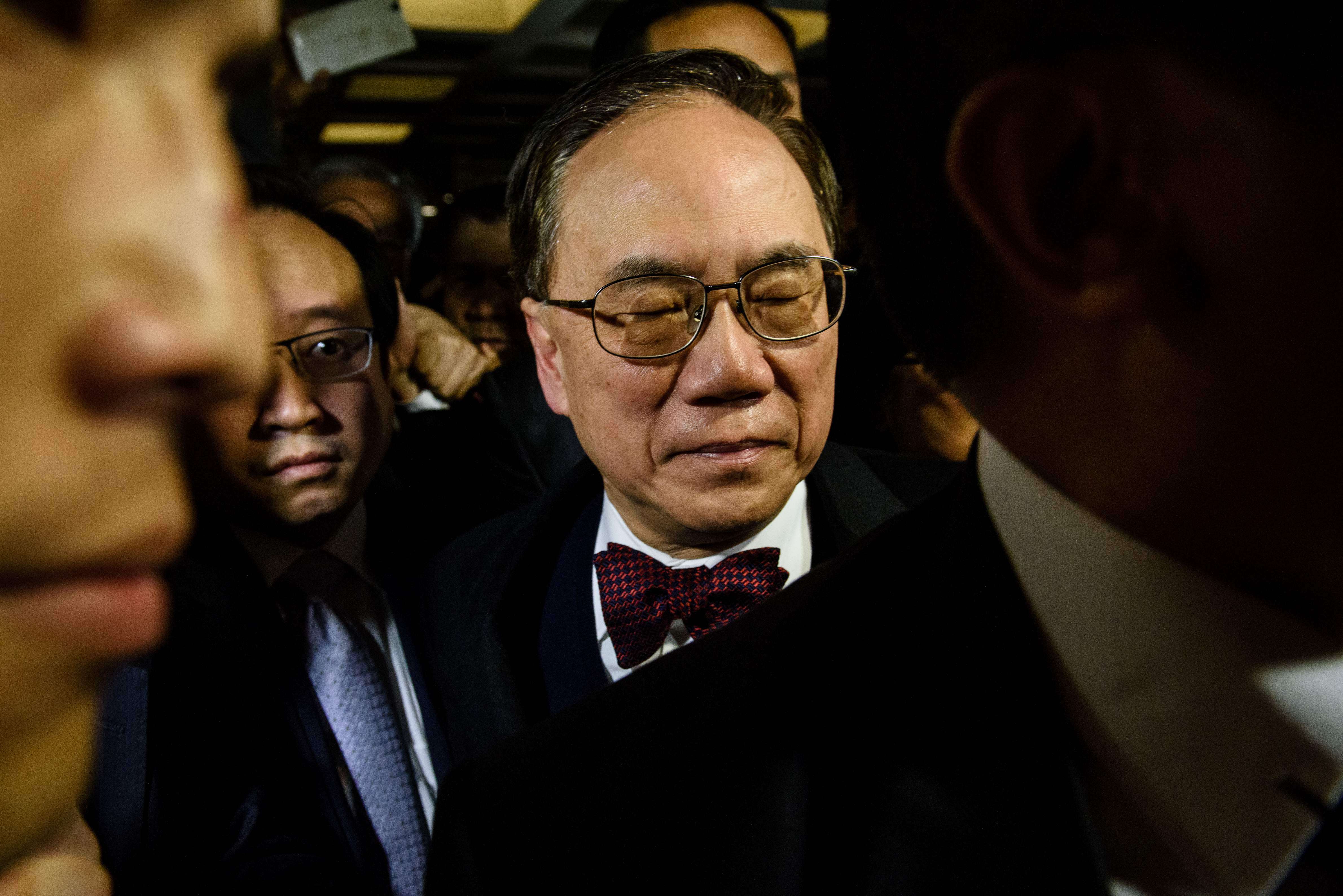 Donald Tsang leaves the High Court on February 17 after he was found guilty of misconduct in office. Photo: AFP