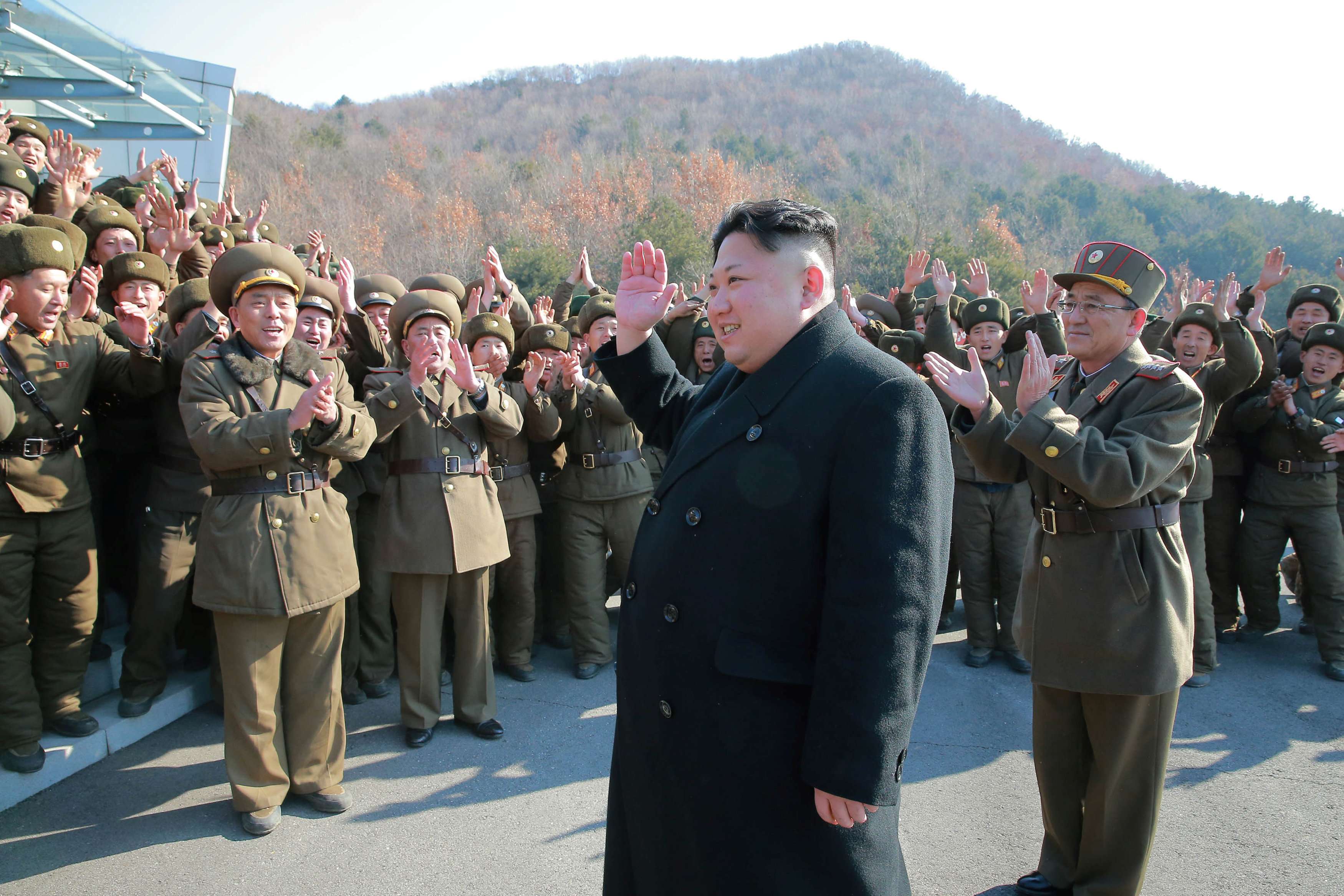 Kim Jong-un supervises a ballistic rocket launch drill by the Hwasong artillery units of the Strategic Force of the Korean People’s Army, in a photo released on March 7. Photo: KCNA
