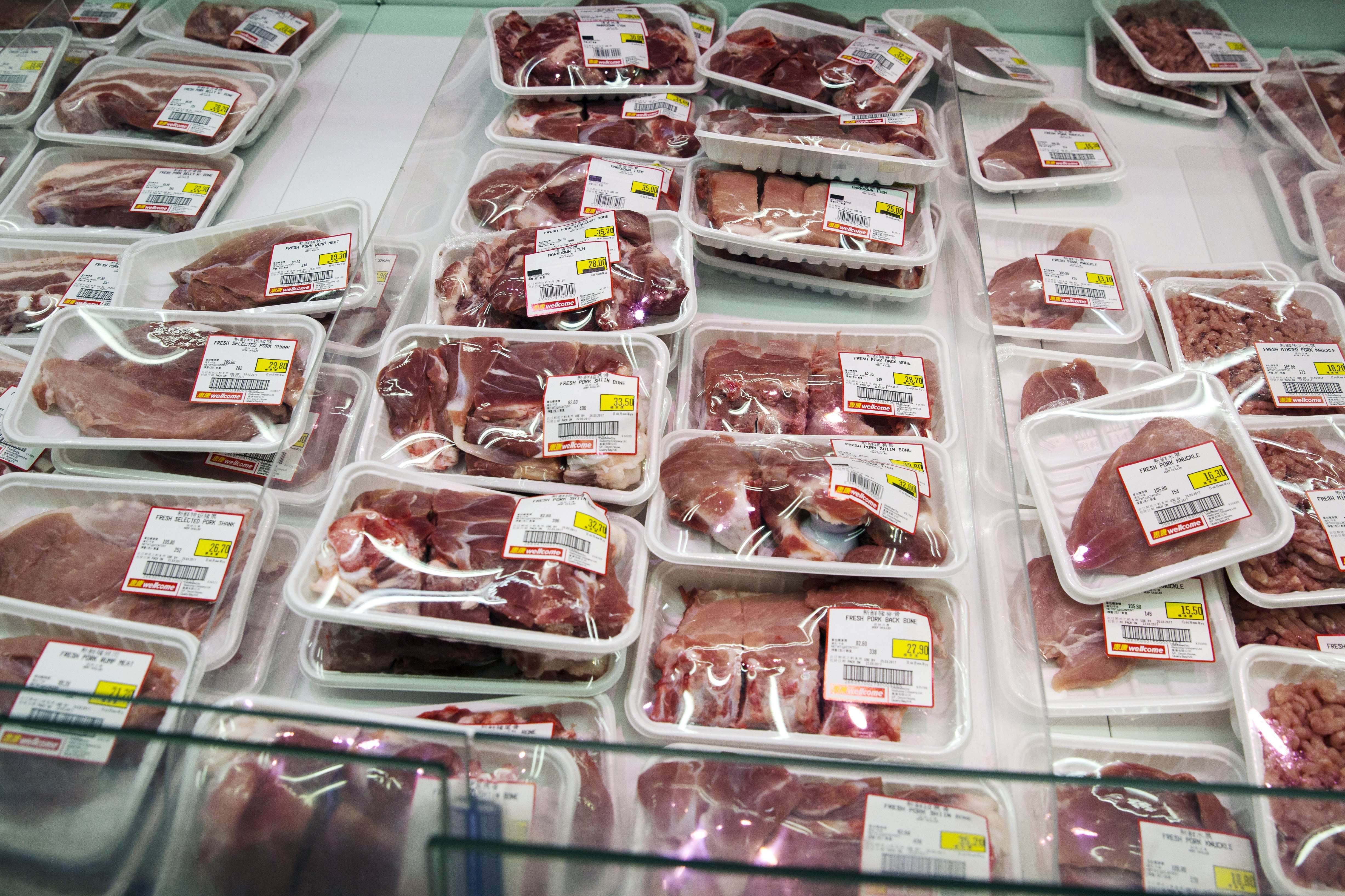 Packaged meat on sale in a supermarket in Hong Kong. Photo: European Pressphoto Agency
