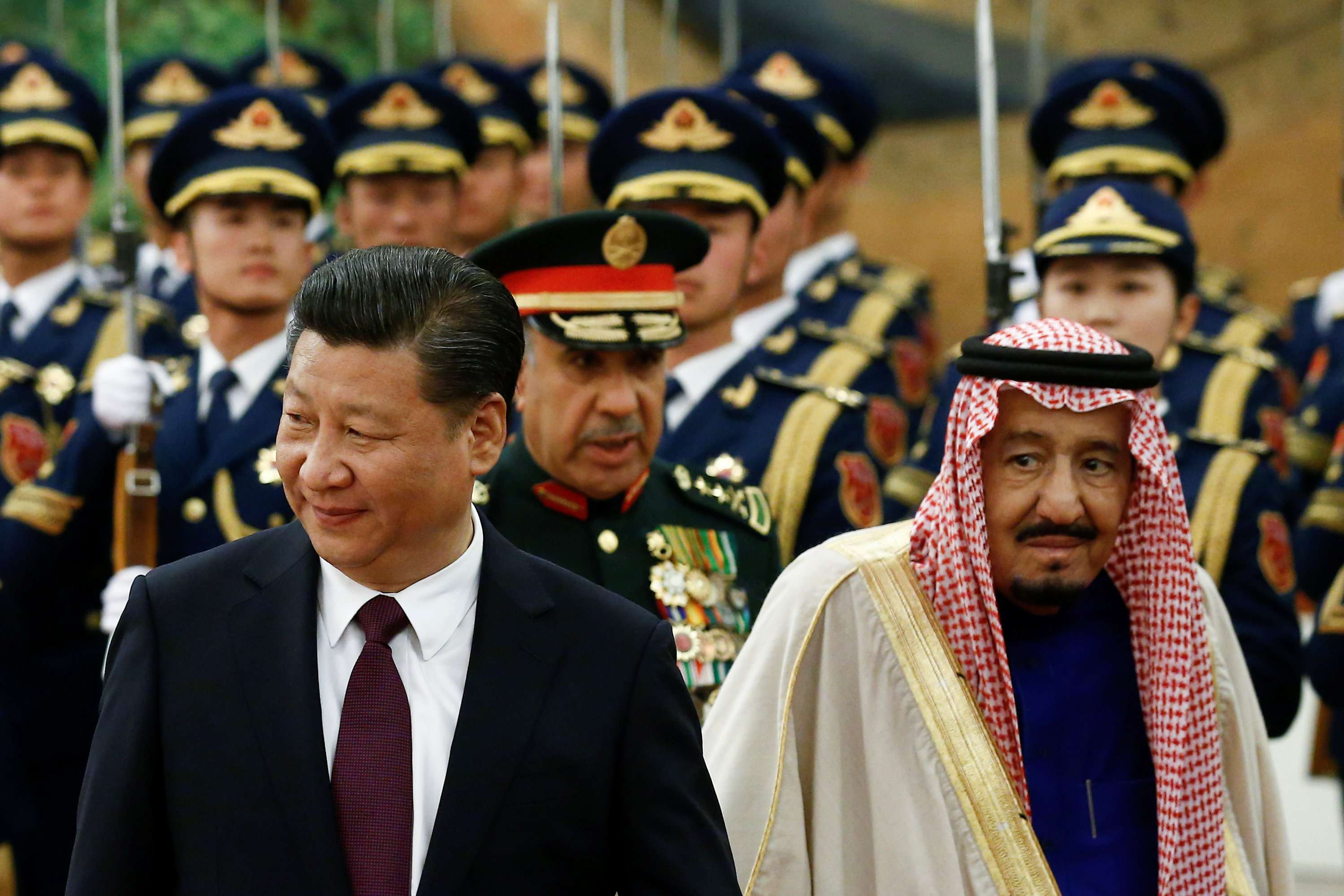 Saudi King Salman (right) pictured with President Xi Jinping at a welcome ceremony at the Great Hall of the People in Beijing earlier this month. Photo: Reuters
