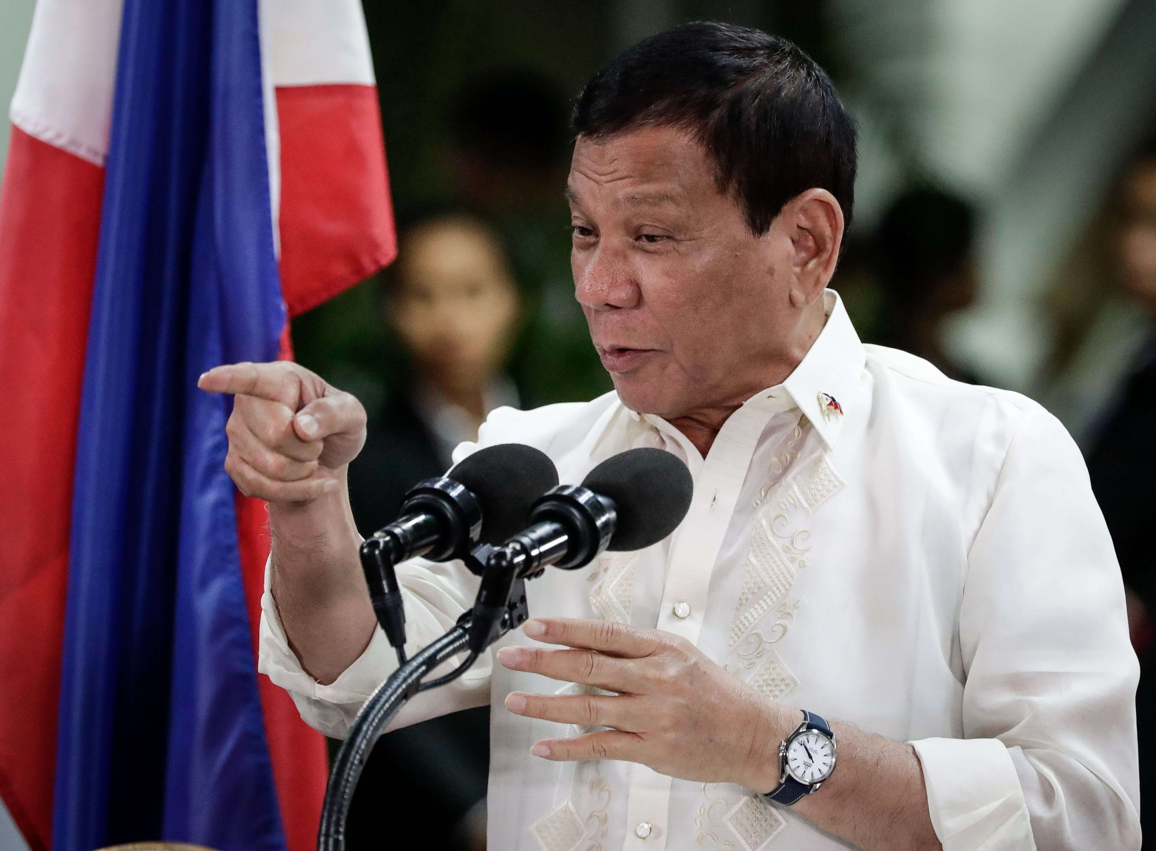 President Rodrigo Duterte went back on last year’s campaign promise to push for same-sex union when he cited the Philippine Civil Code in March to say marriage is the union between a man and a woman. Photo: EPA