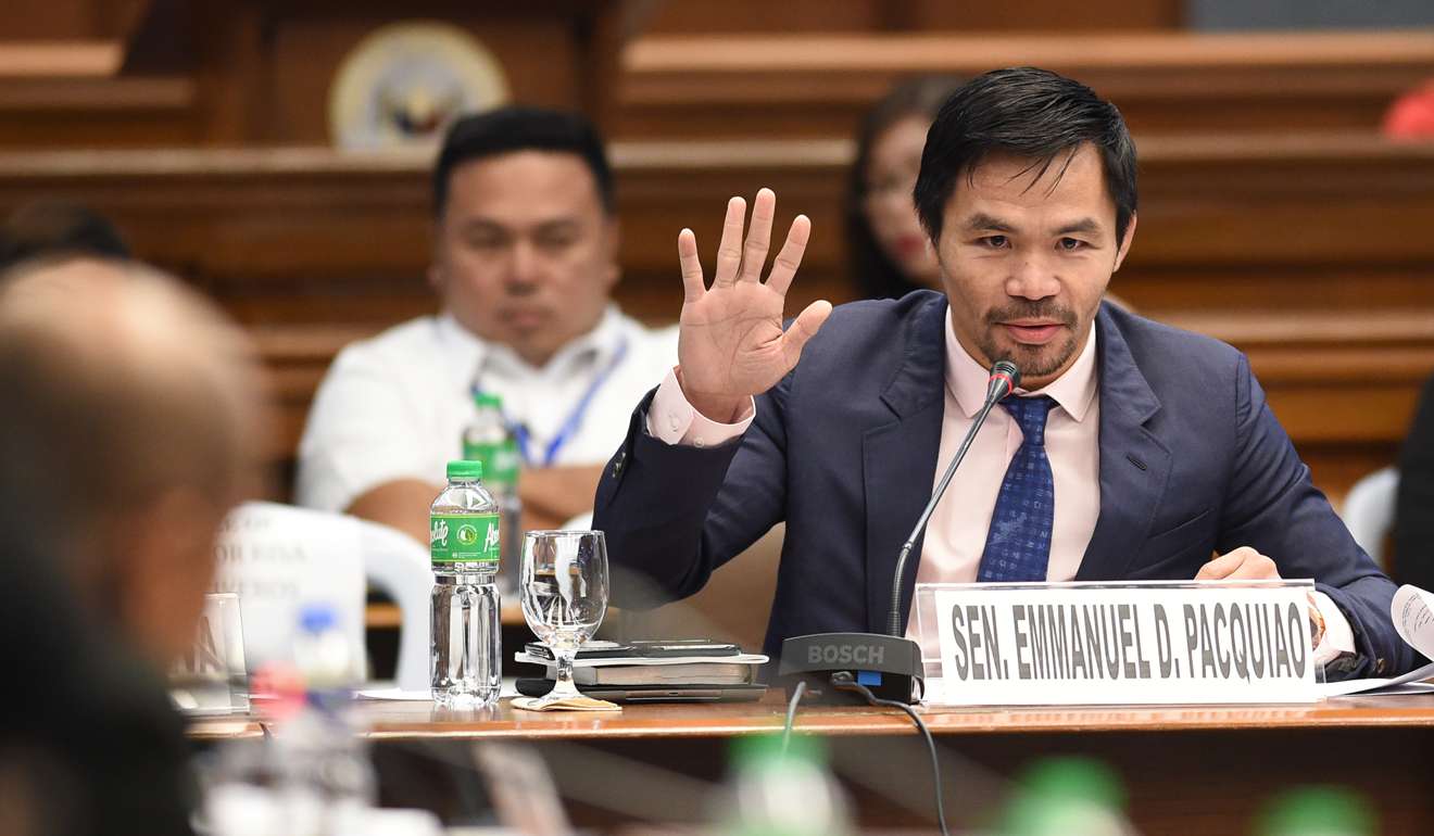 Philippine boxing icon and Senator Manny Pacquiao has been outspoken against cross-dressing. Photo: AFP