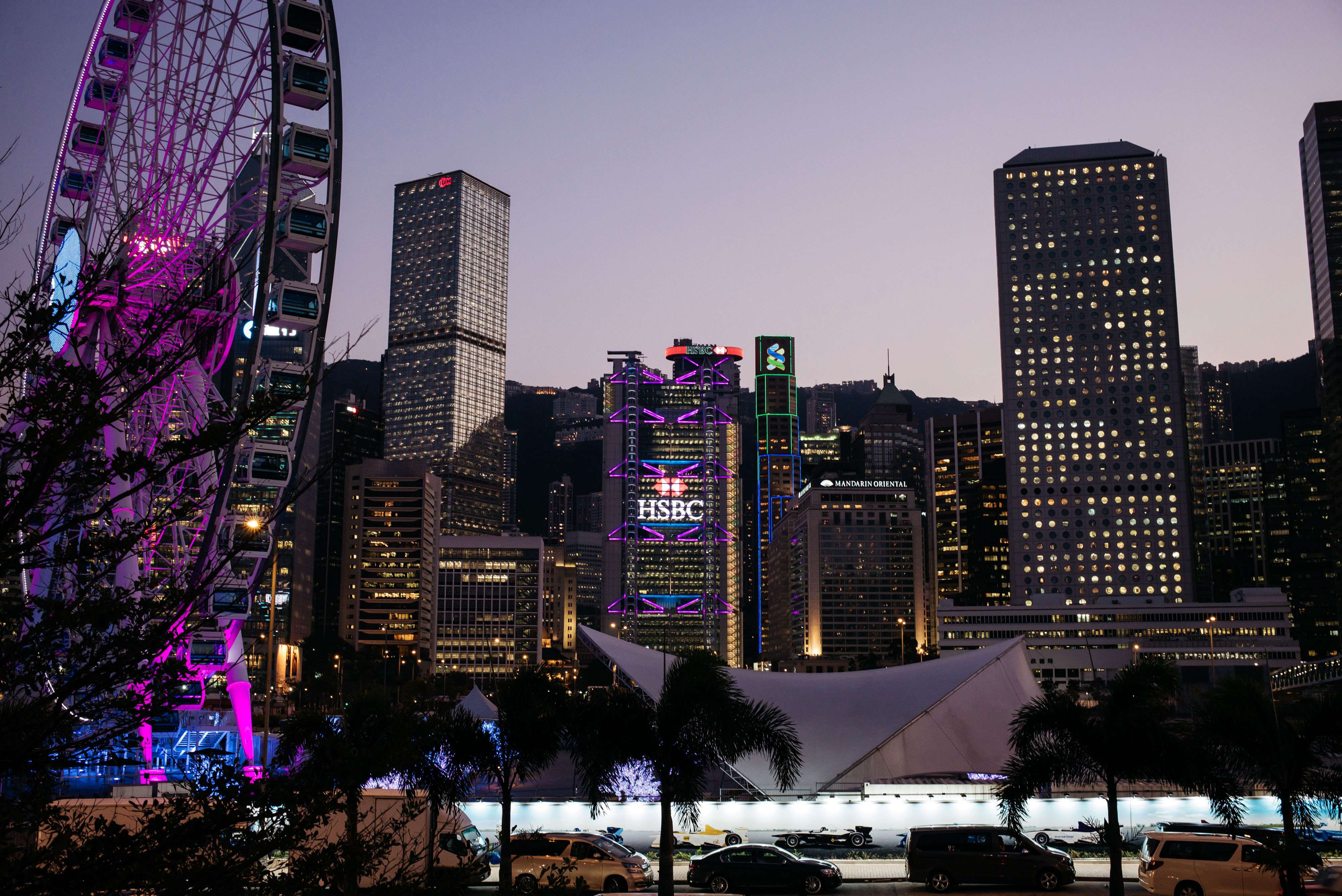 HSBC headquarters and the Standard Chartered Bank building at dusk in Central on February 13. Hong Kong has always served as a trusted broker for its well-established and transparent system of doing business. Photo: Bloomberg