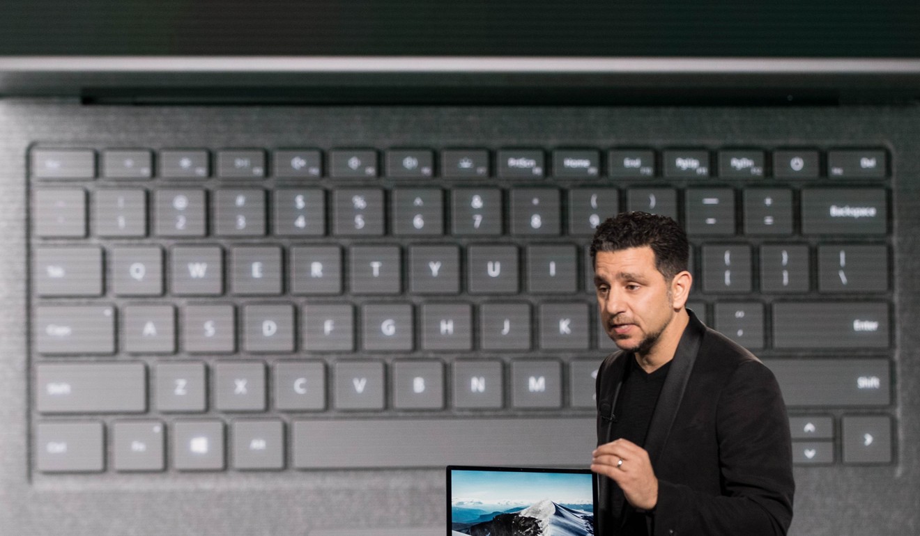 Panos Panay, vice president of Microsoft Surface Computing, speaks about the new Microsoft Surface Laptop during a launch event Iin New York City. Photo: AFP