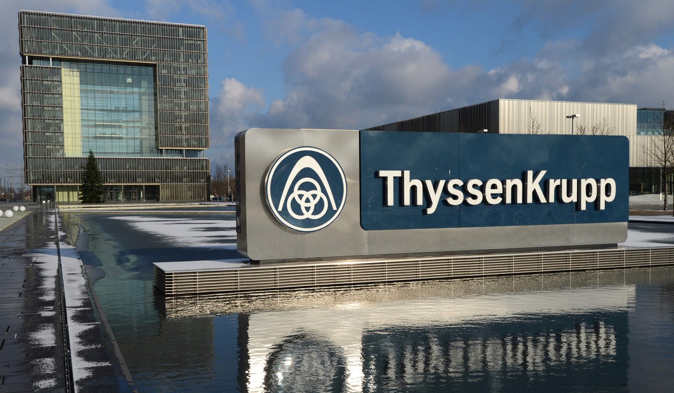 The headquarters of German heavy industry giant ThyssenKrupp AG in Essen, Germany. German industrial and steel company Thyssenkrupp revised on May 12, 2017 upward its forecast of operating profit for 2017, although worries over Chinese production linger. Photo: AFP