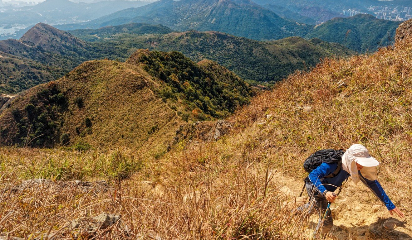 A hiker makes their way up the summit slope of Ma On Shan. Photo: Martin Williams