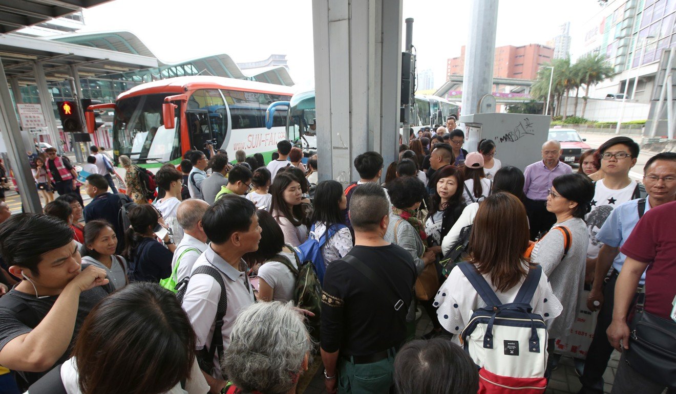 Passengers waiting for shuttle bus service at Hung Hom station. Photo: Sam Tsang